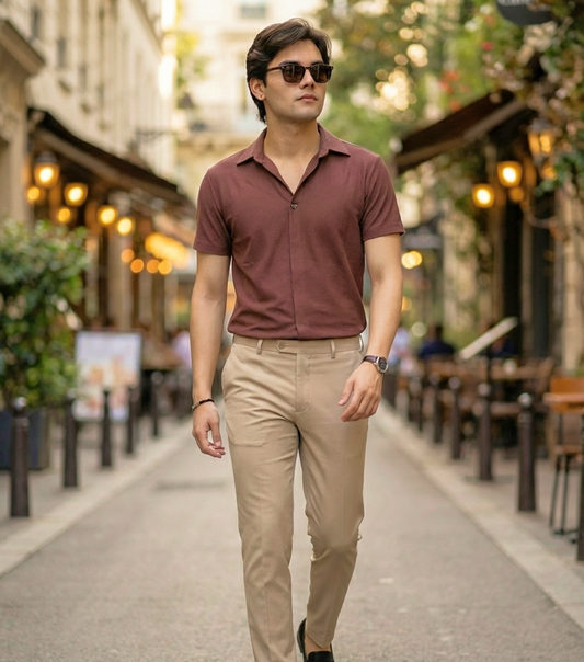 The Imperial Men's Grey Dark Polo V Neck Stichless T-shirt