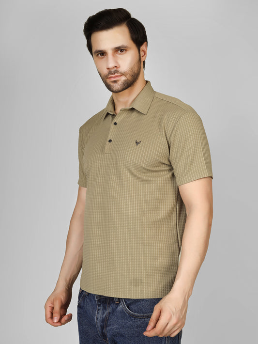Men's Contemporary Short Sleeve Moderate Olive Polo T-shirt