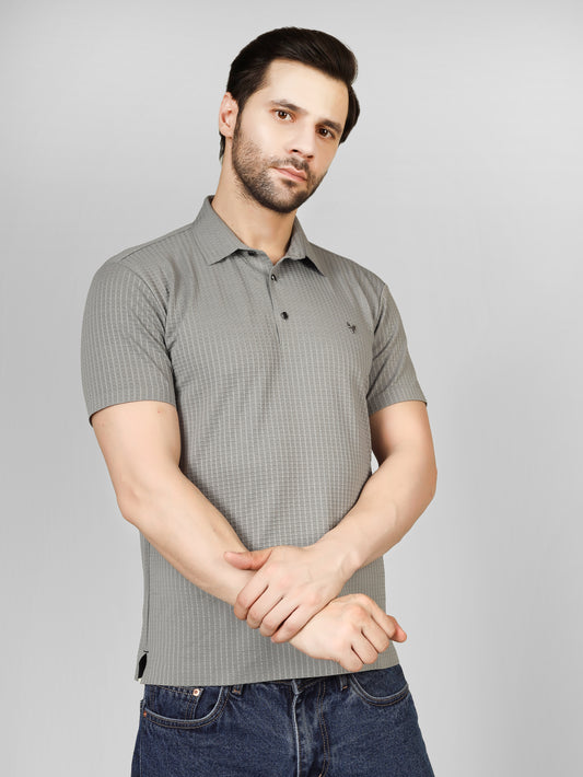 Men's Contemporary Short Sleeve Grey Light Polo T-shirt