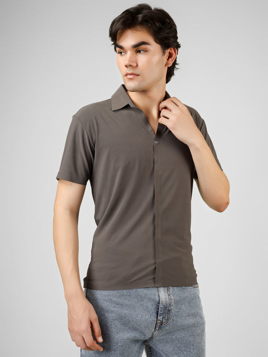The Imperial Men's Grey Dark Polo V Neck T-shirt
