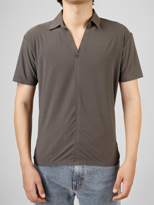 The Imperial Men's Grey Dark Polo V Neck T-shirt