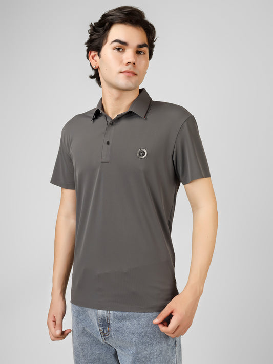 Men's Classic Polo T-Shirt with Round BT Logo Patch