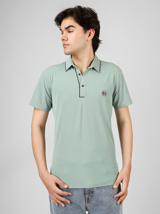 Men's Classic Polo T-Shirt with Round BT Logo Patch