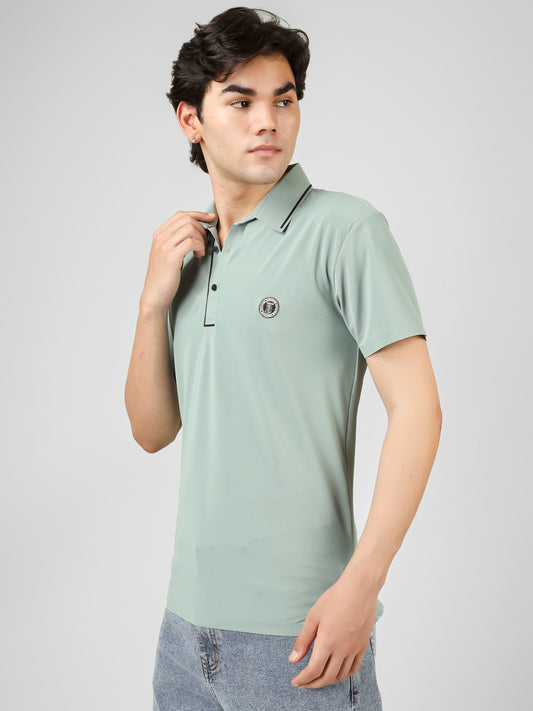 Men's Classic Polo T-Shirt with Round BT Logo Patch