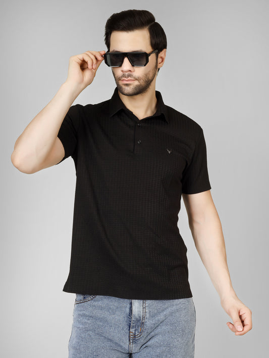 Men's Contemporary Short Sleeve Black Polo T-shirt