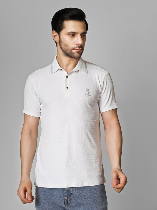 Men's Contemporary Short Sleeve smoky White Polo T-shirt