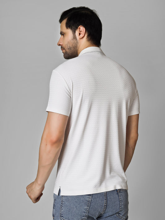 Men's Contemporary Short Sleeve smoky White Polo T-shirt