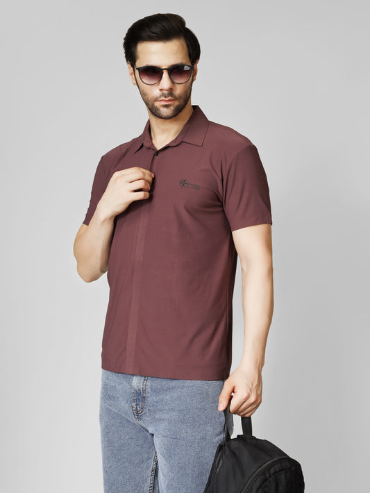 Men's Contemporary Short Sleeve Polo marron T-shirt