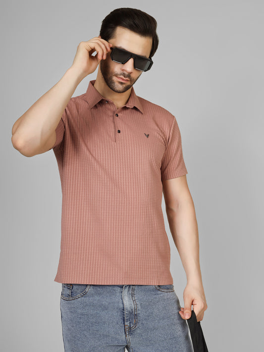 Men's Contemporary Short Sleeve Flamingo Pink Polo T-shirt