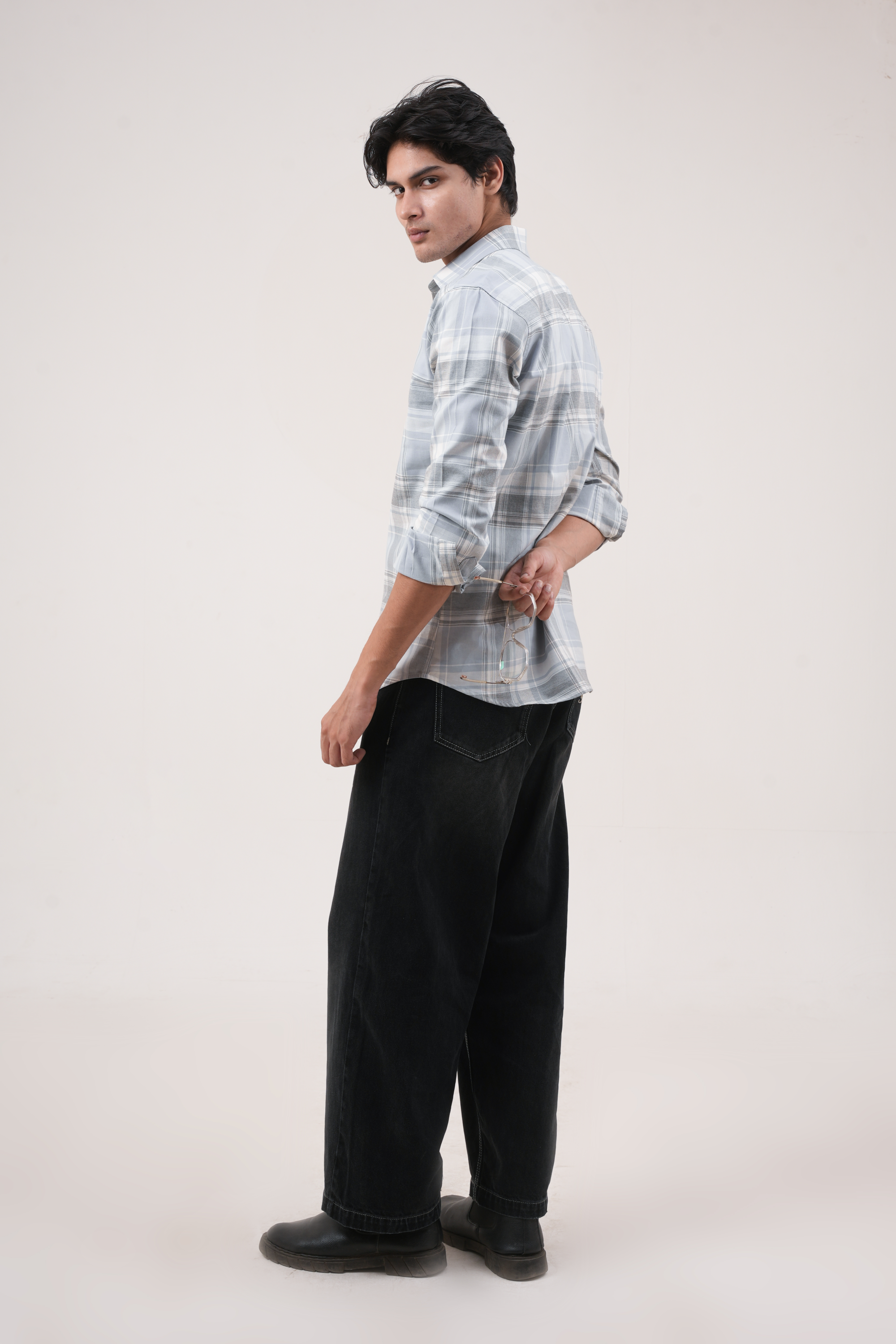 Linen Check Shirt - Blue