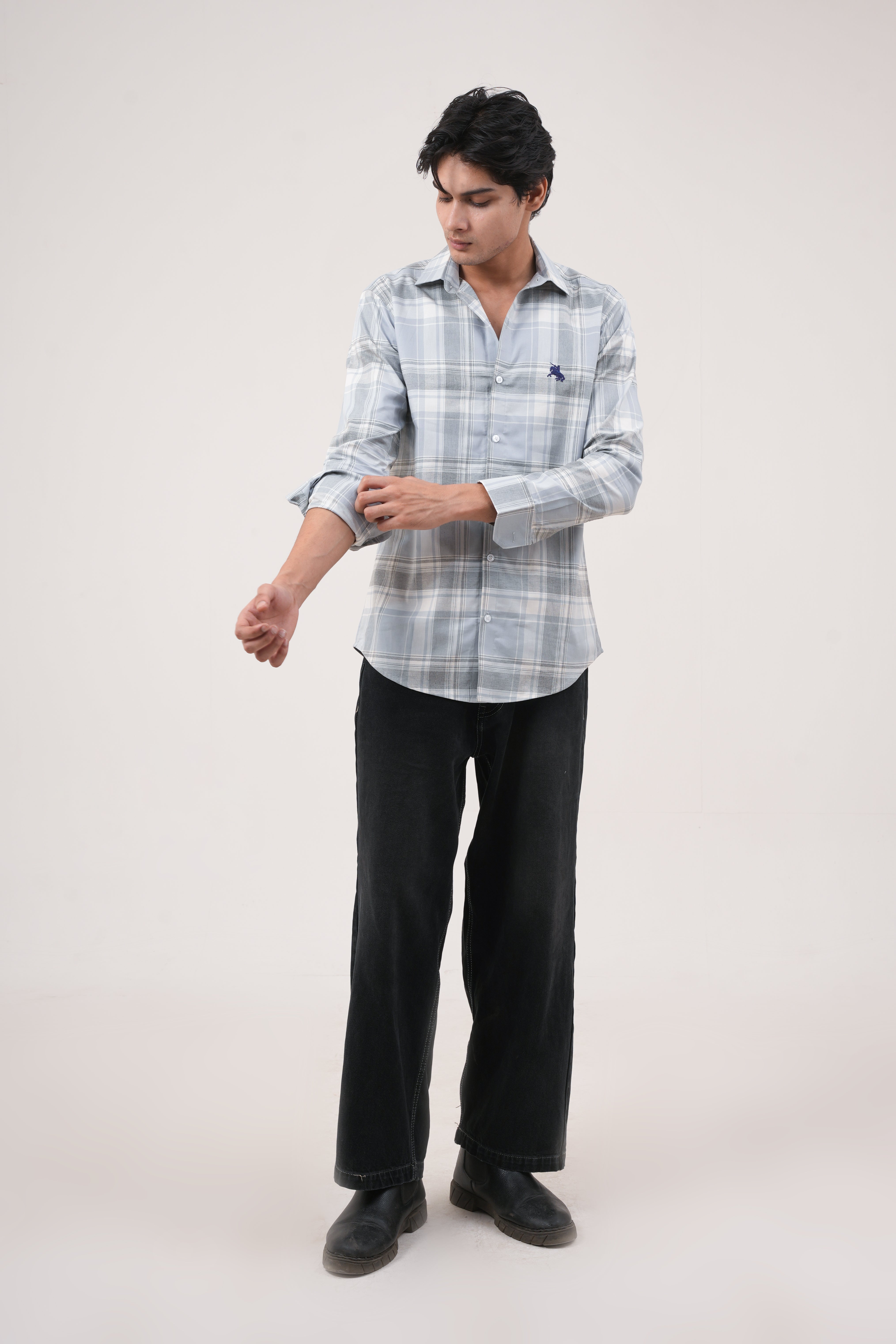 Linen Check Shirt - Blue