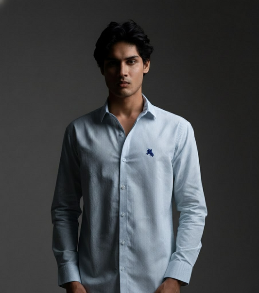 the blue Stripes that define confidence — crafted for a bold, refined look.