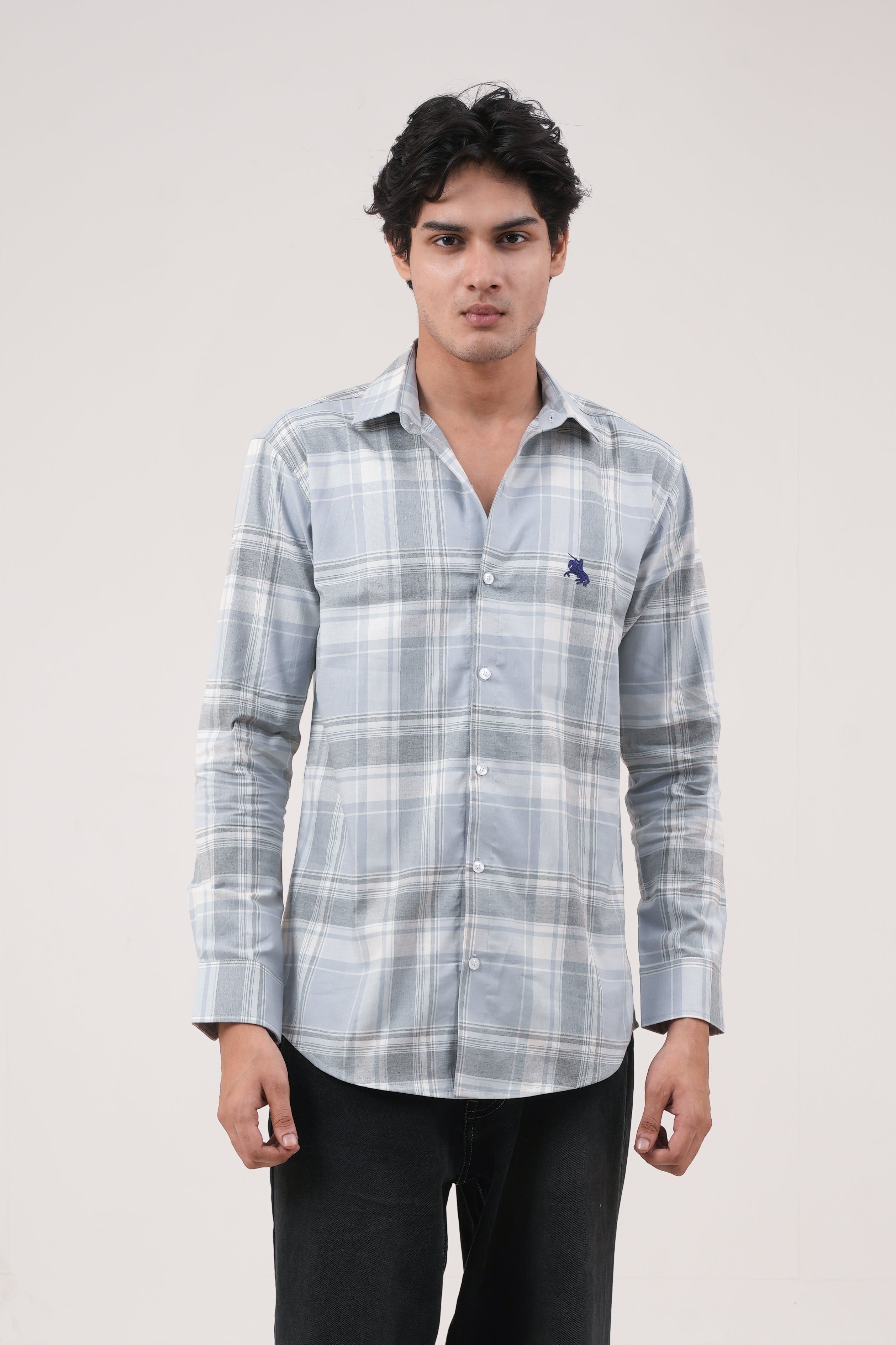 Linen Check Shirt - Blue
