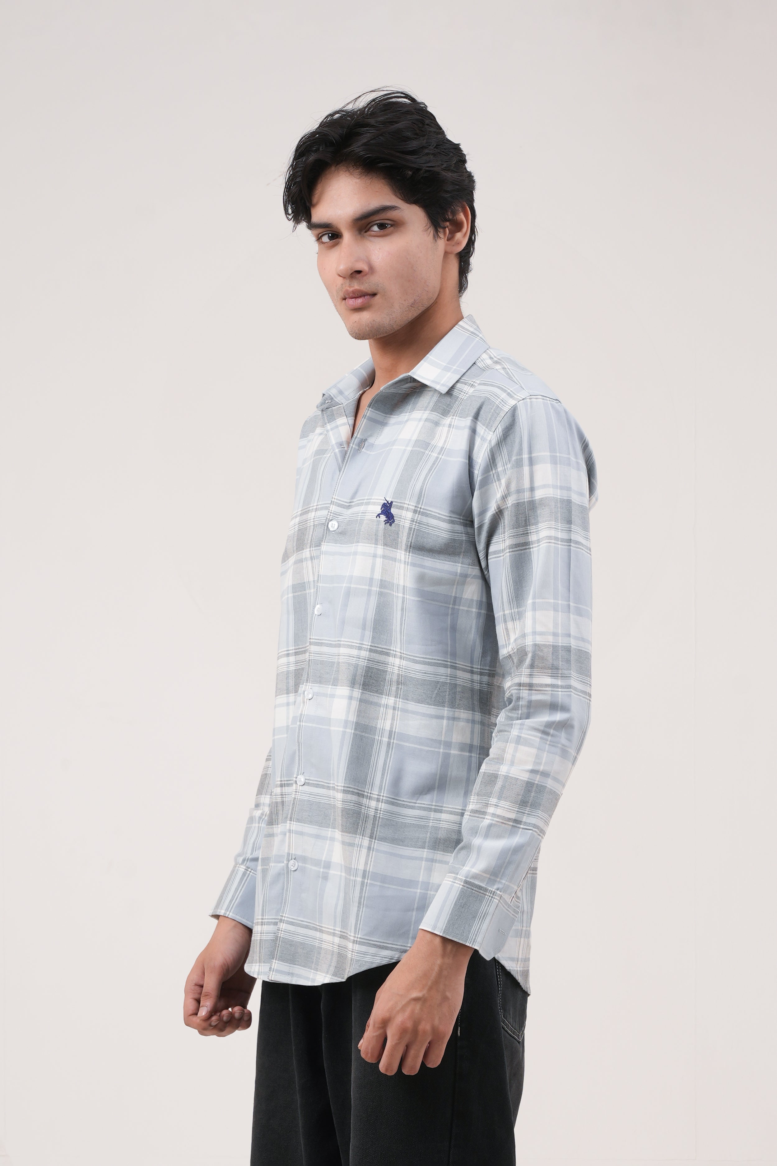 Linen Check Shirt - Blue