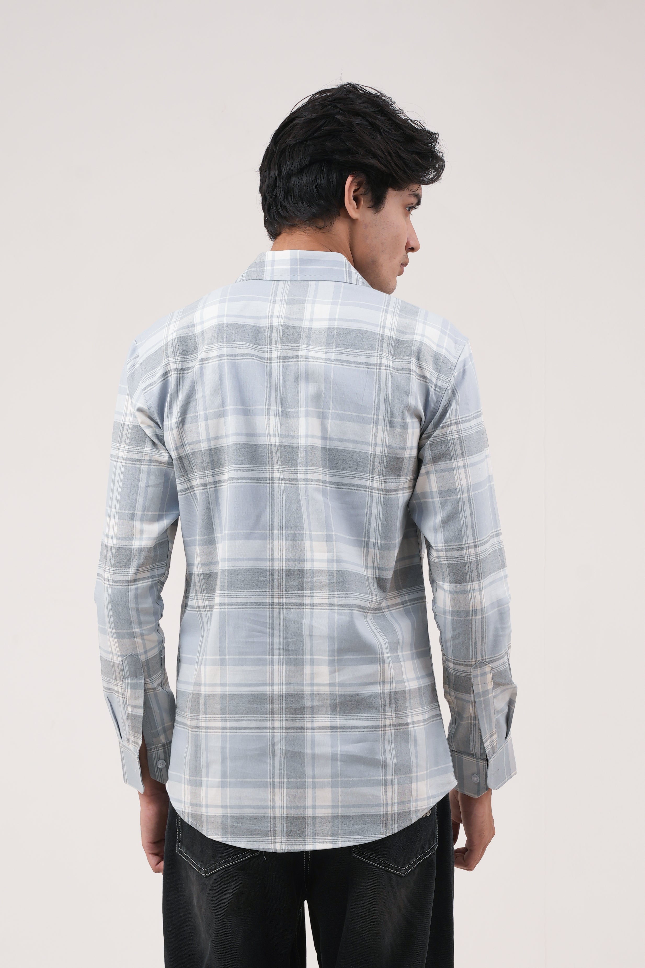 Linen Check Shirt - Blue