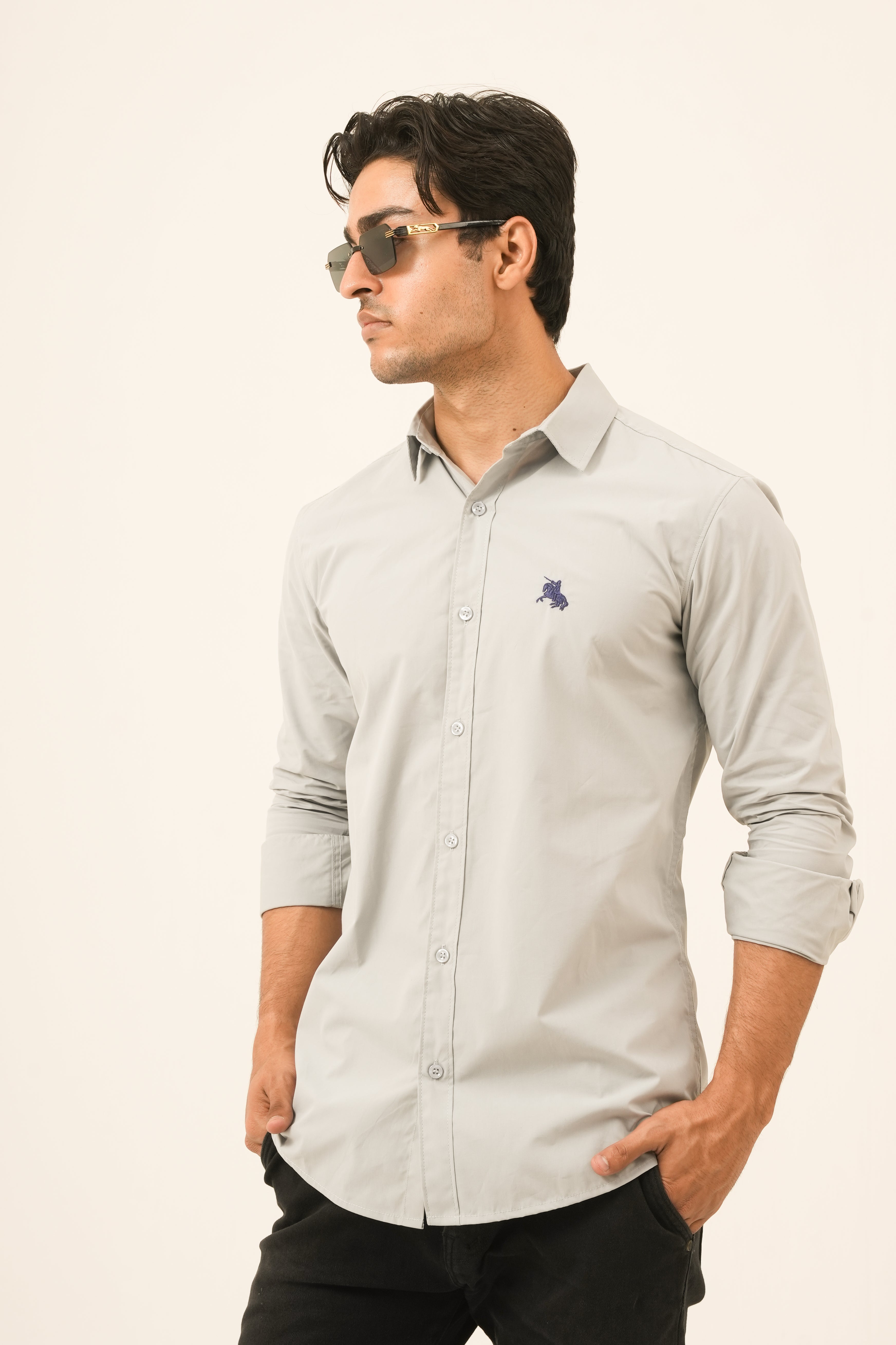 Grey Minimal Shirt - Formal Fit