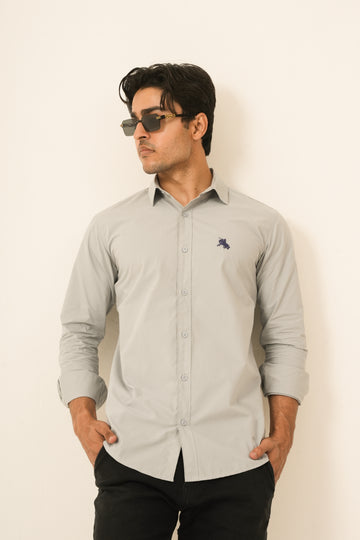 Grey Minimal Shirt - Formal Fit