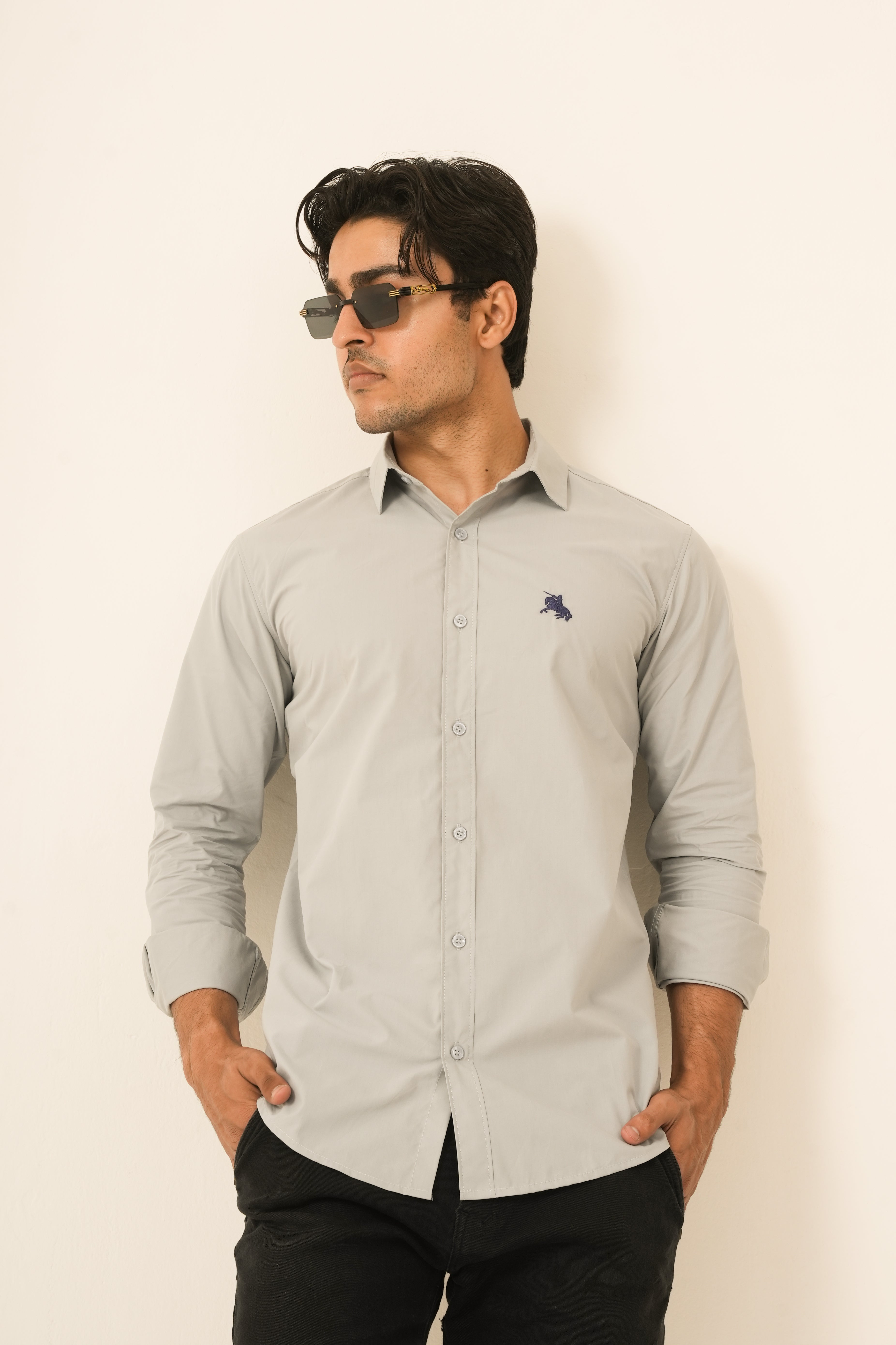 Grey Minimal Shirt - Formal Fit
