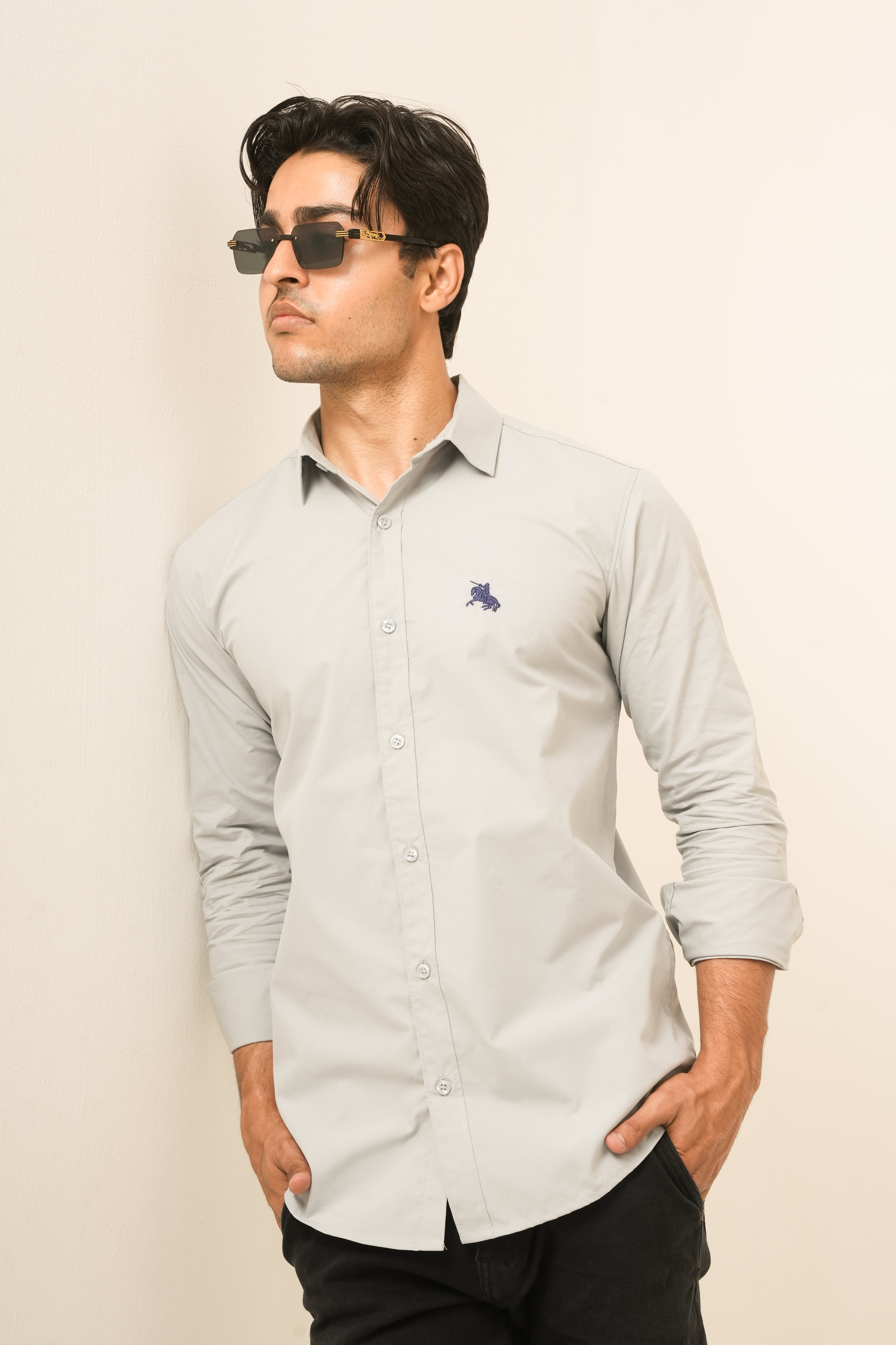 Grey Minimal Shirt - Formal Fit