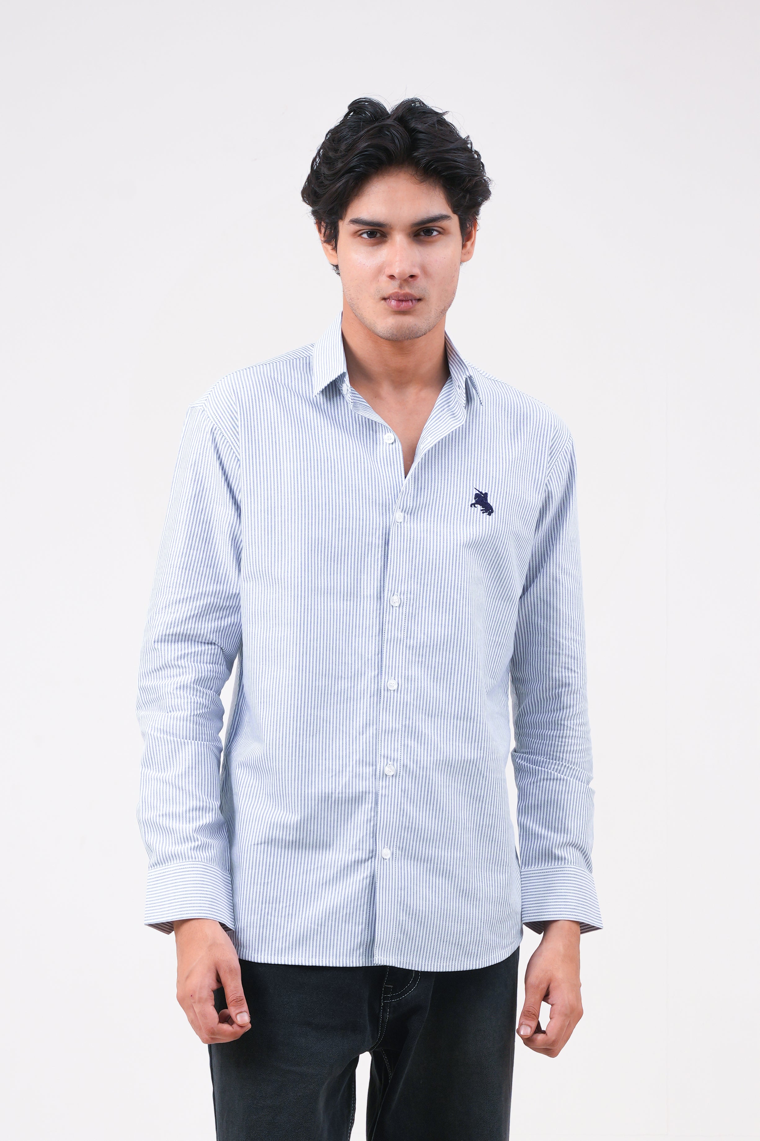 Navy Blue Stripe Shirt - Bold Fit