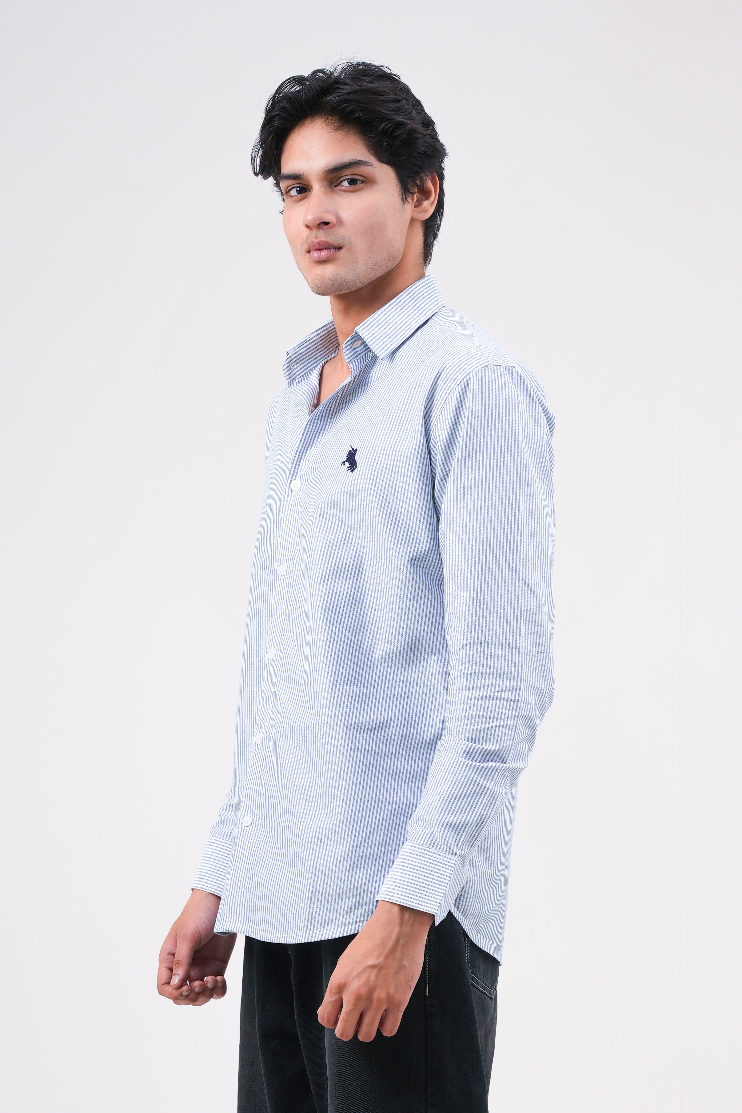 Navy Blue Stripe Shirt - Bold Fit