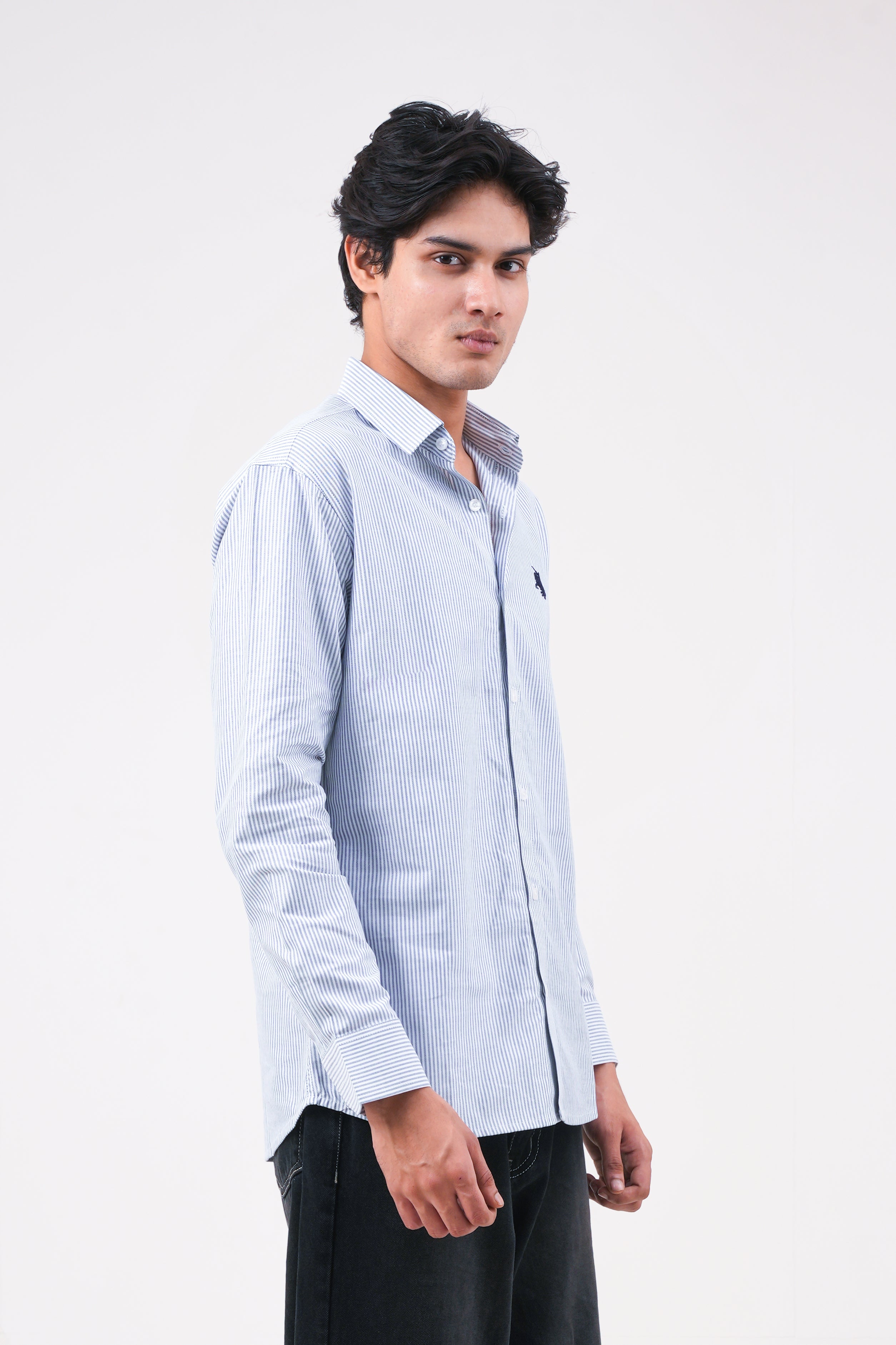 Navy Blue Stripe Shirt - Bold Fit
