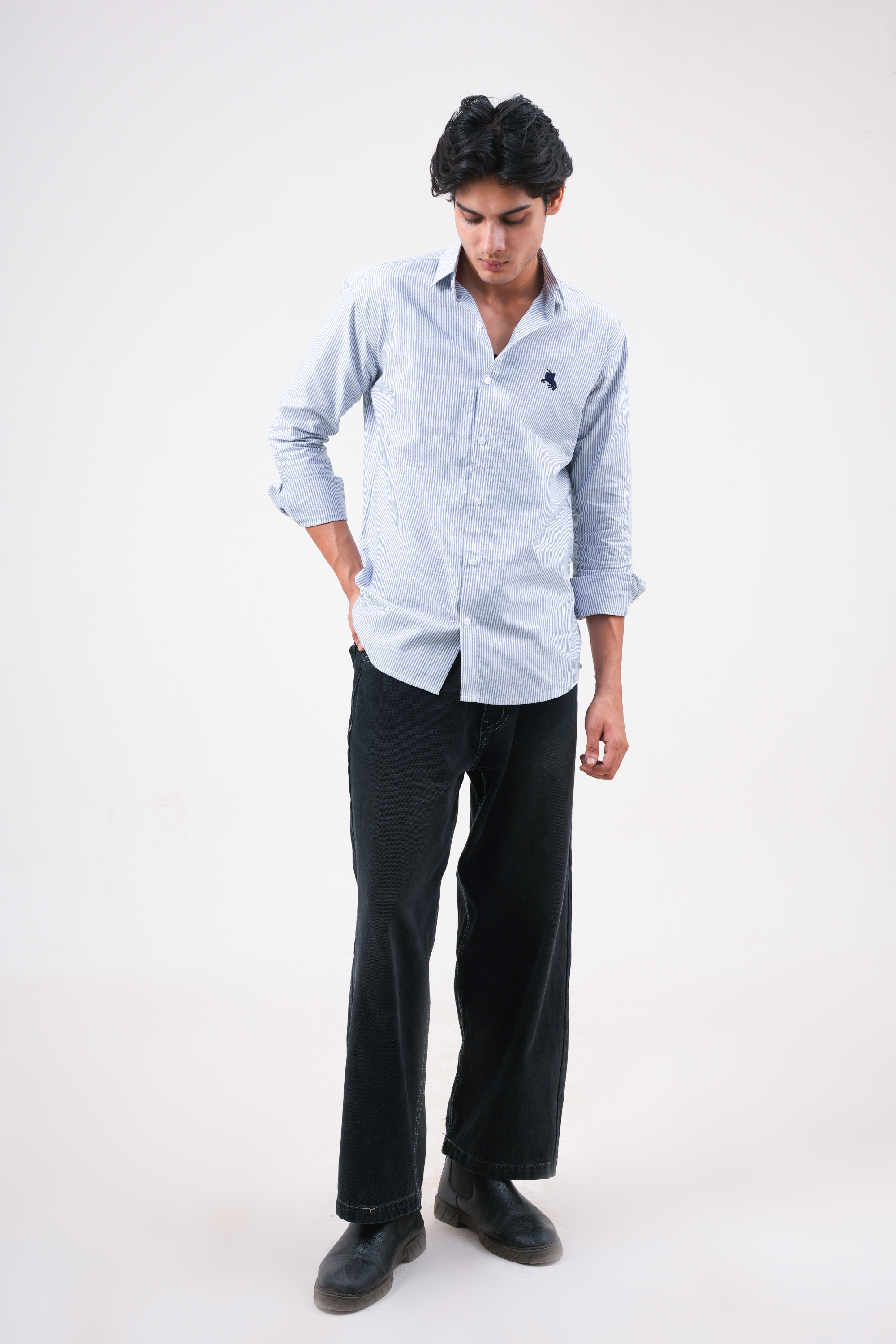 Navy Blue Stripe Shirt - Bold Fit