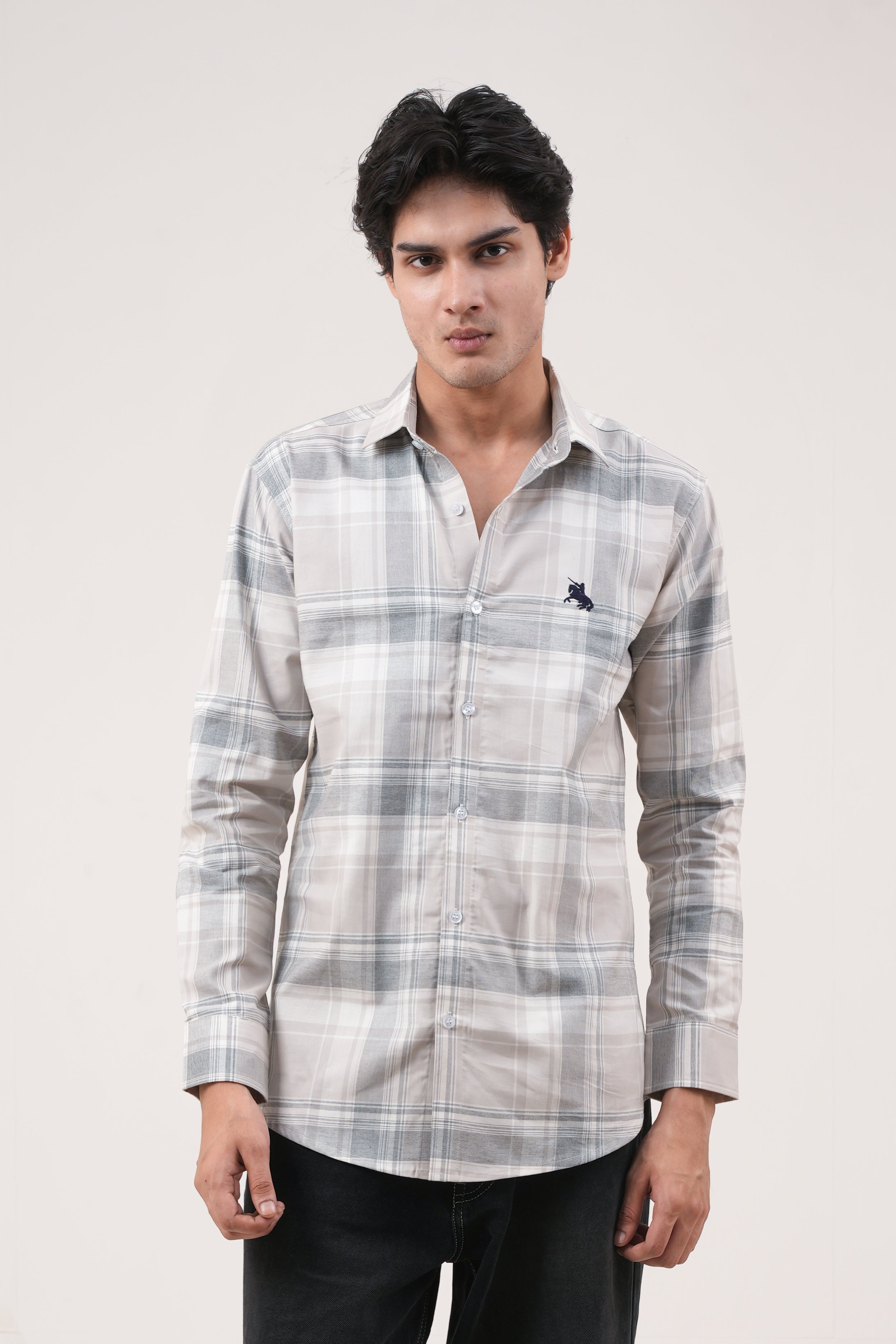 Linen Check Shirt - Beige