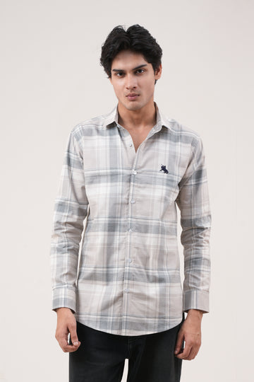 Linen Check Shirt - Beige
