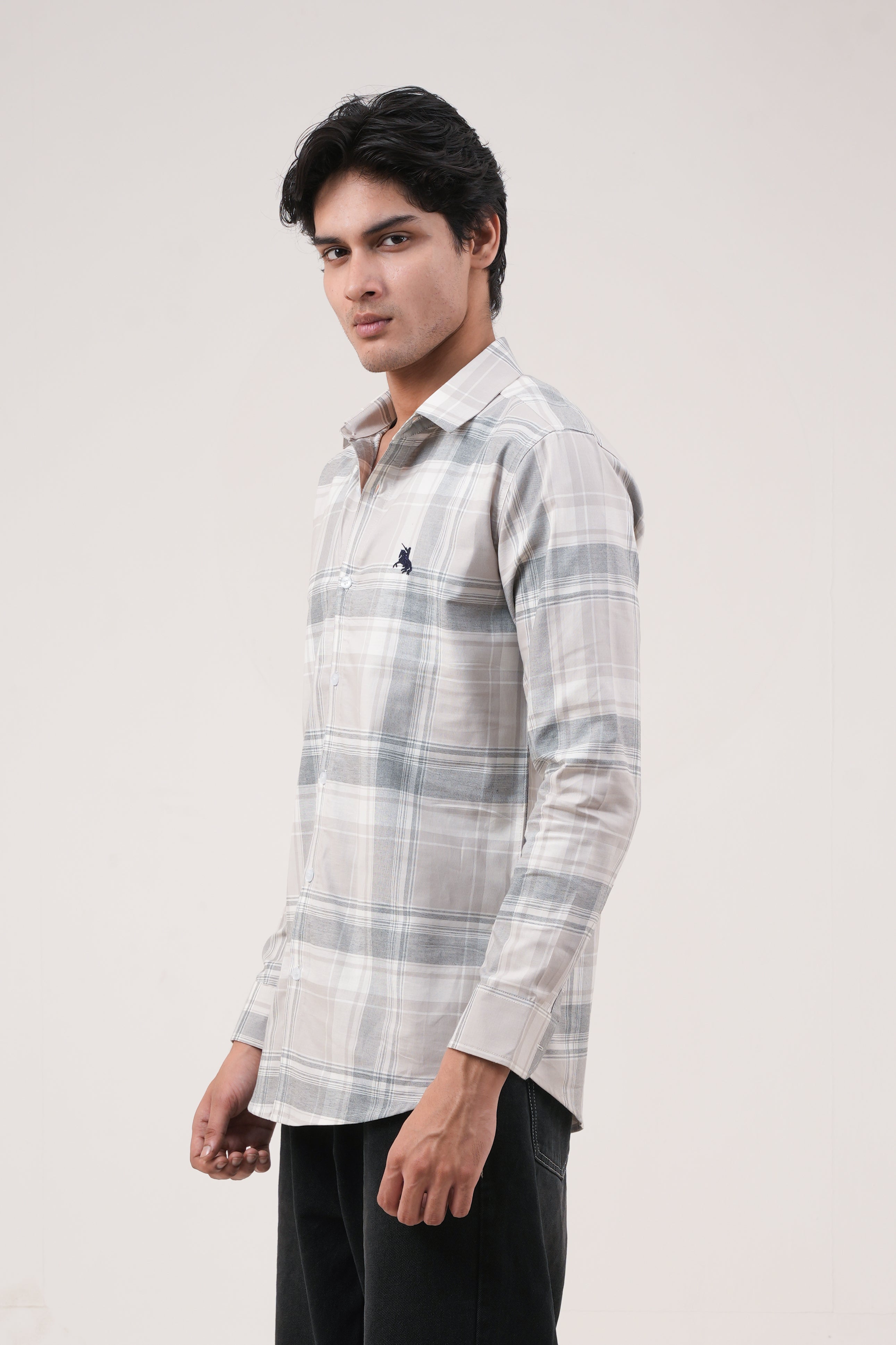 Linen Check Shirt - Beige