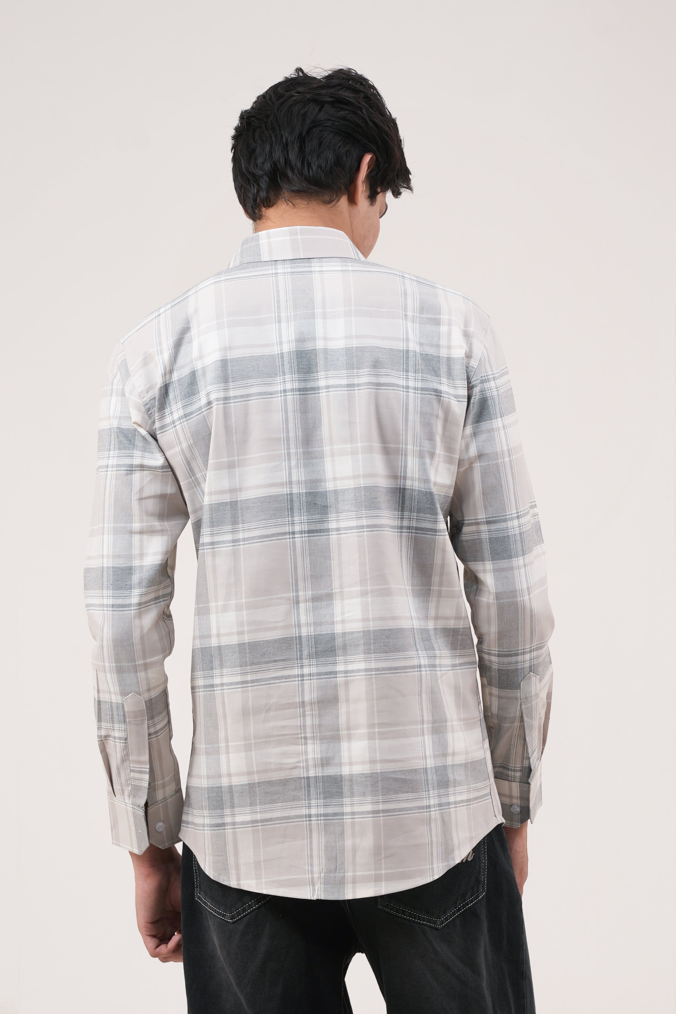 Linen Check Shirt - Beige