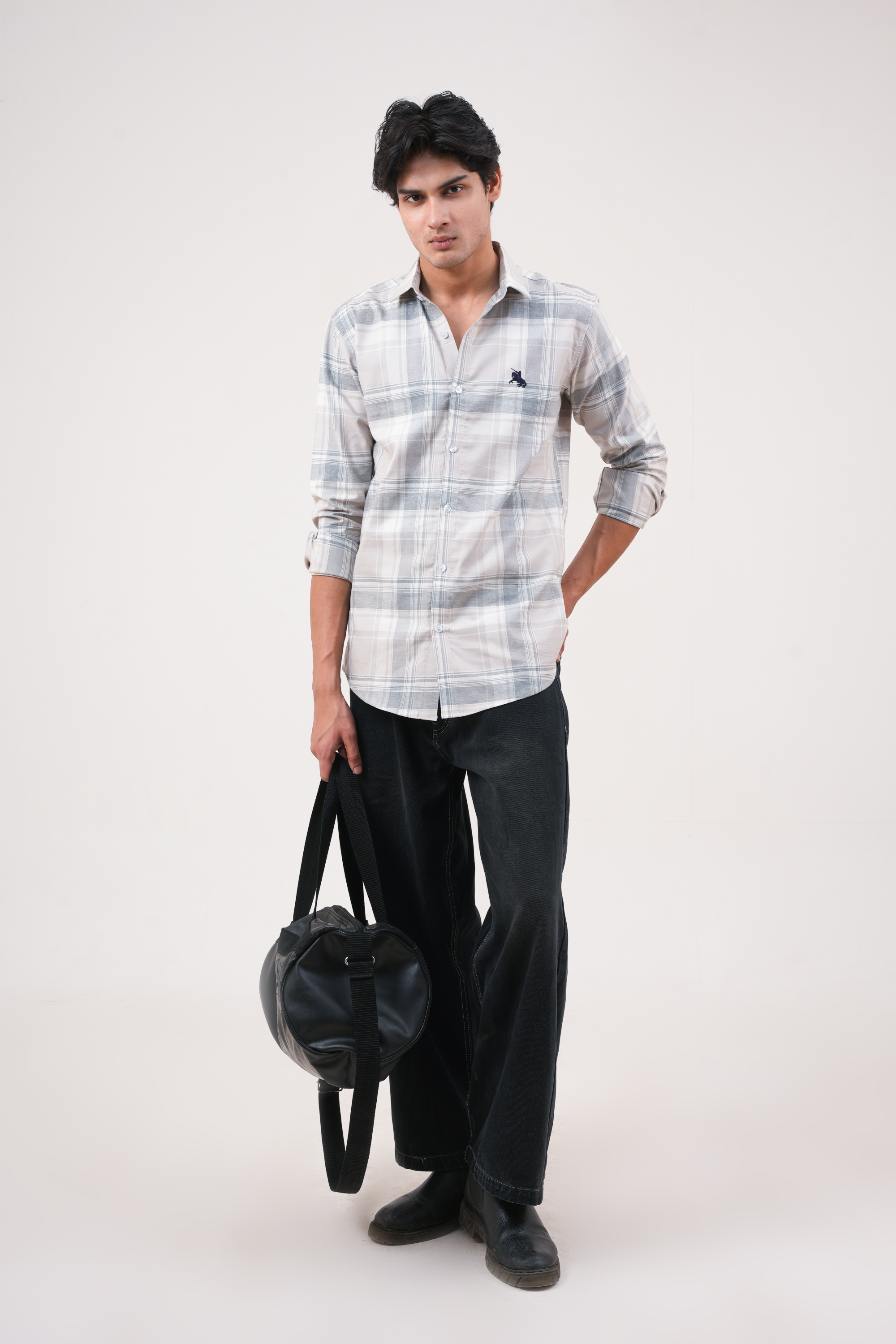 Linen Check Shirt - Beige