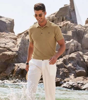 Sand Brown Polo T-Shirt - Contemporary Fit