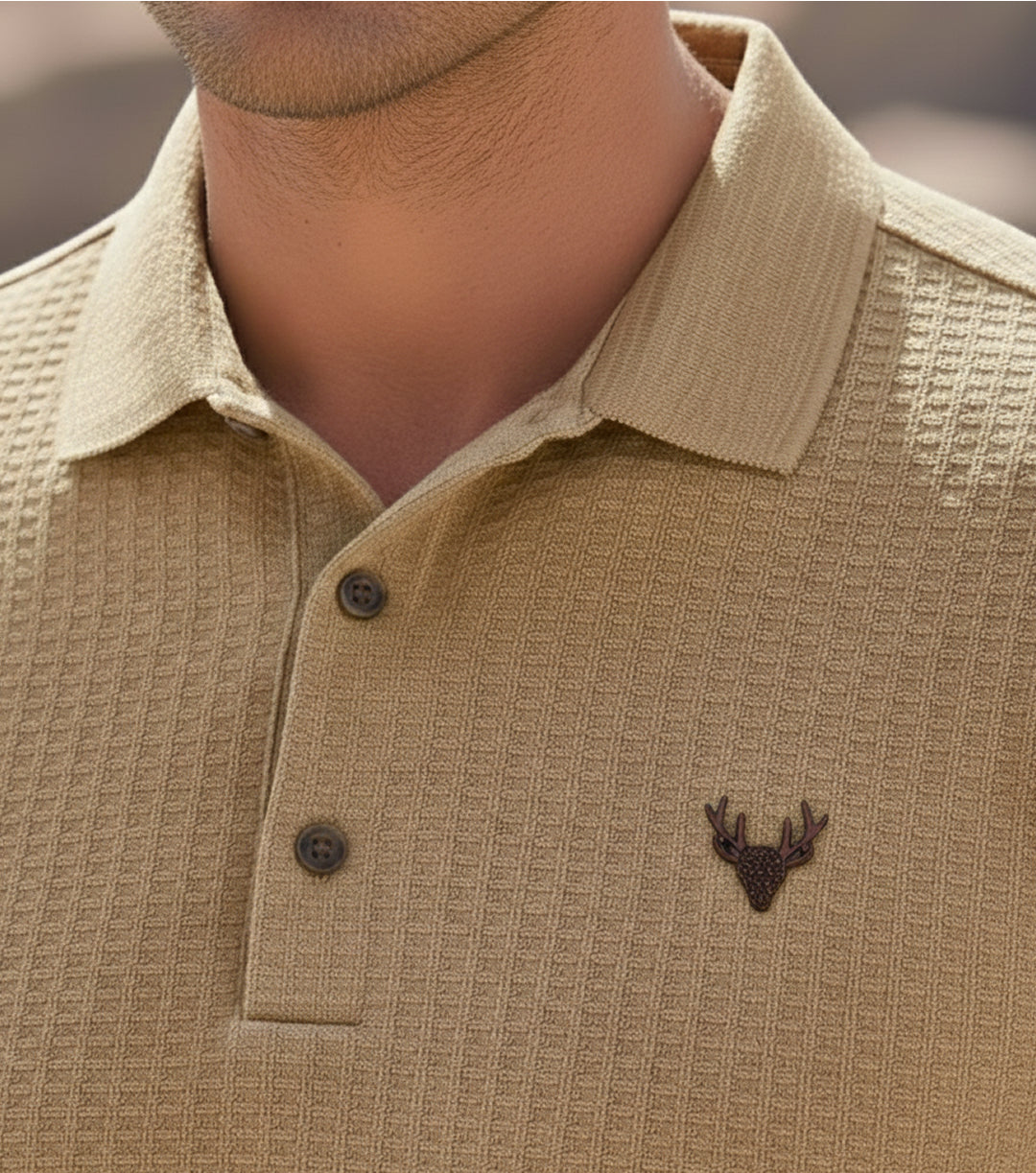 Sand Brown Polo T-Shirt - Contemporary Fit