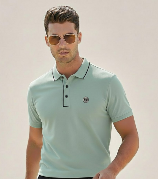 Men's Classic Polo Stichless T-Shirt with Round BT Logo Patch