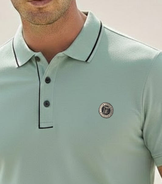 Men's Classic Polo Stichless T-Shirt with Round BT Logo Patch