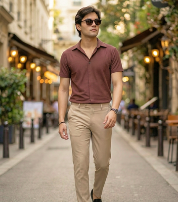 The Imperial Men's marron Polo V Neck Stichless T-shirt