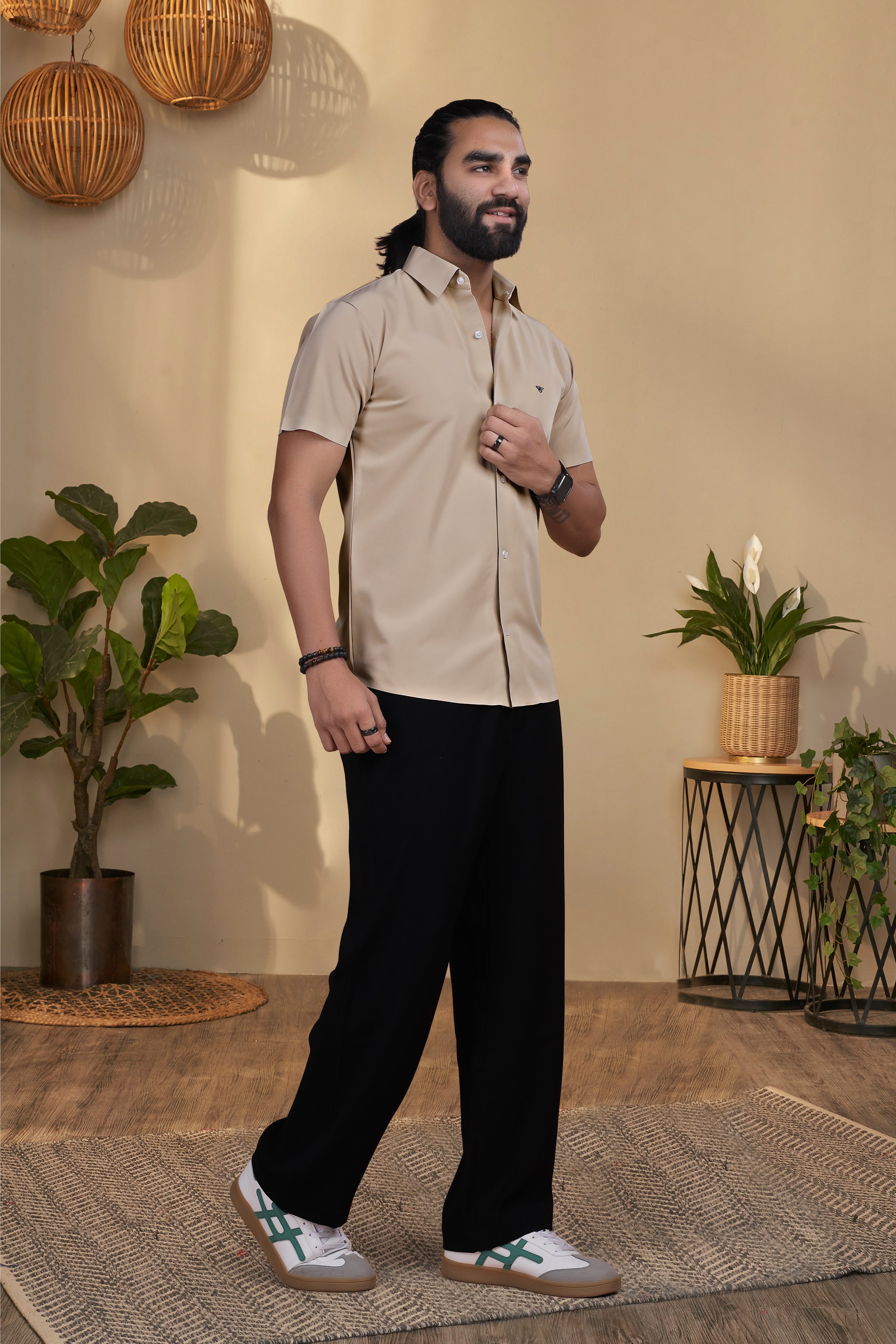 Nylon Beige Stichless Shirt