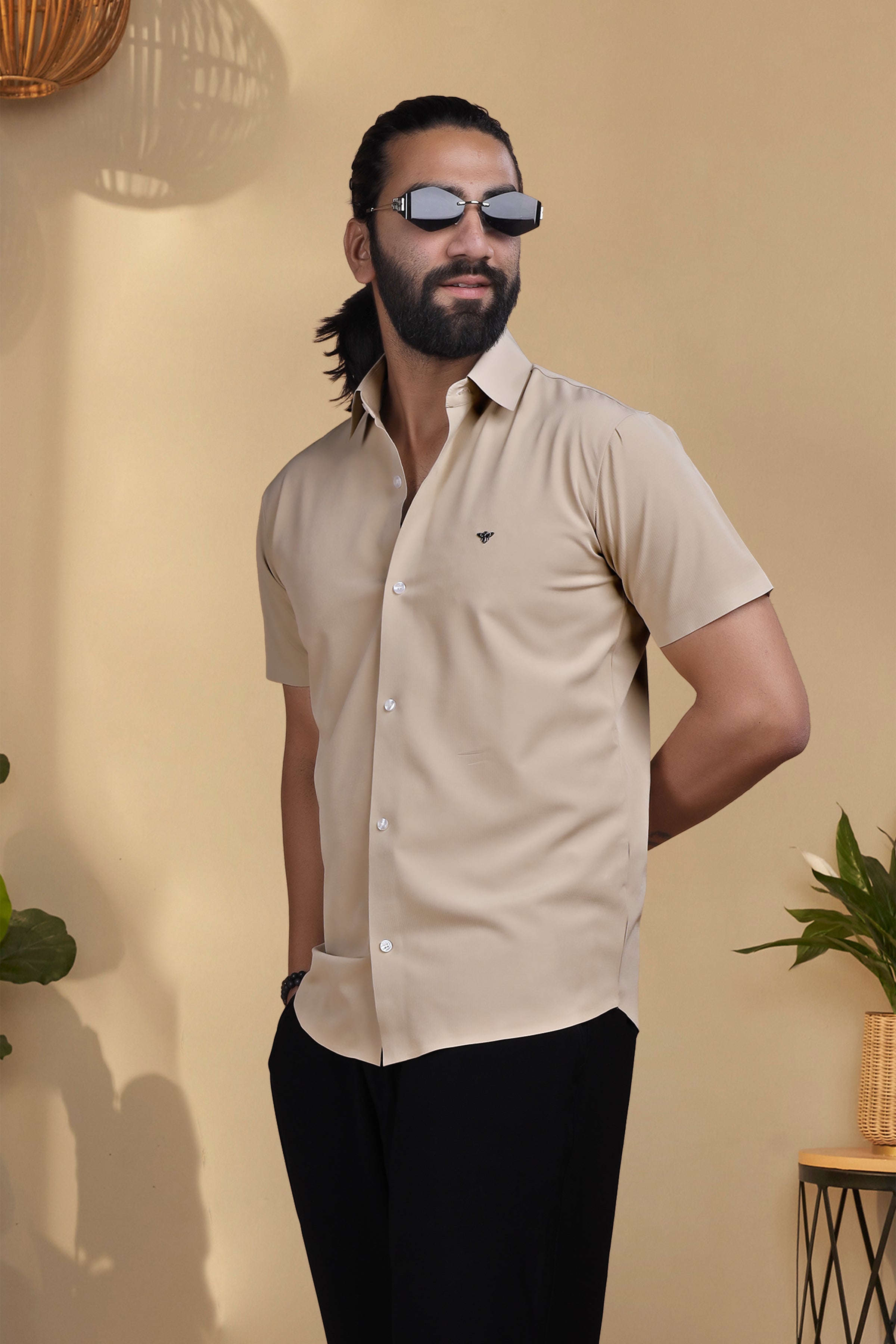 Nylon Beige Stichless Shirt