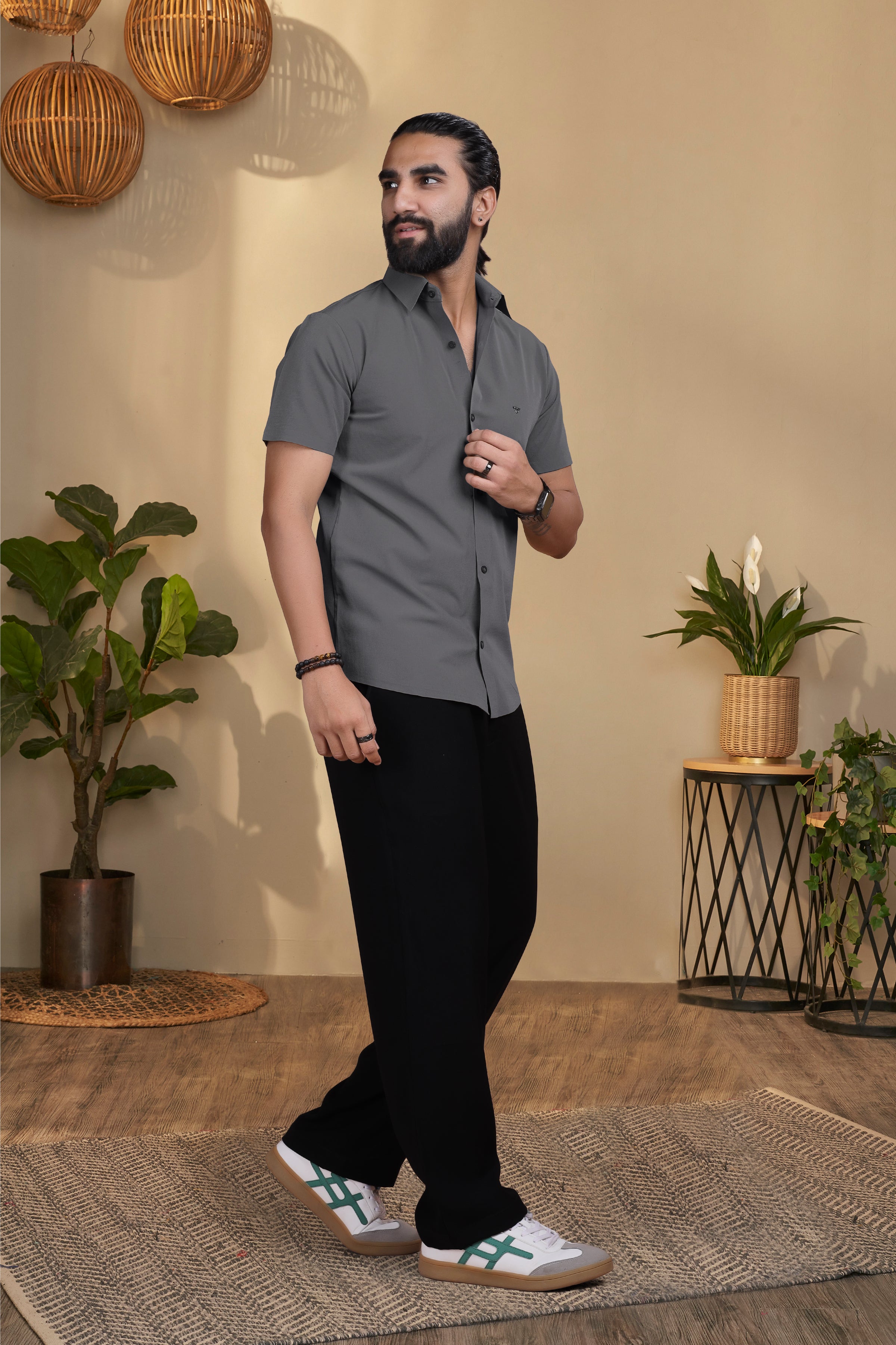 Nylon Dark Grey Stichless Shirt