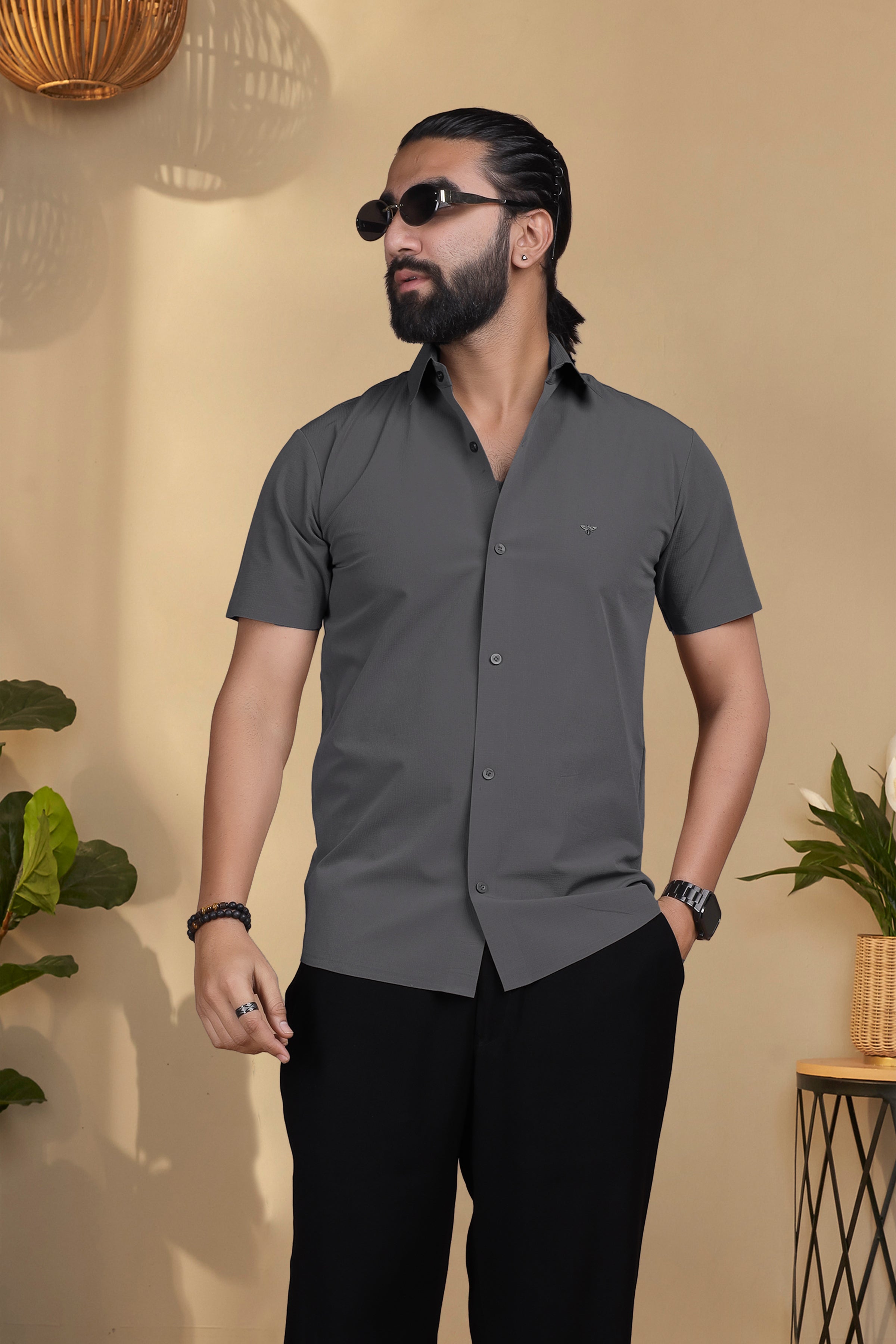 Nylon Dark Grey Stichless Shirt