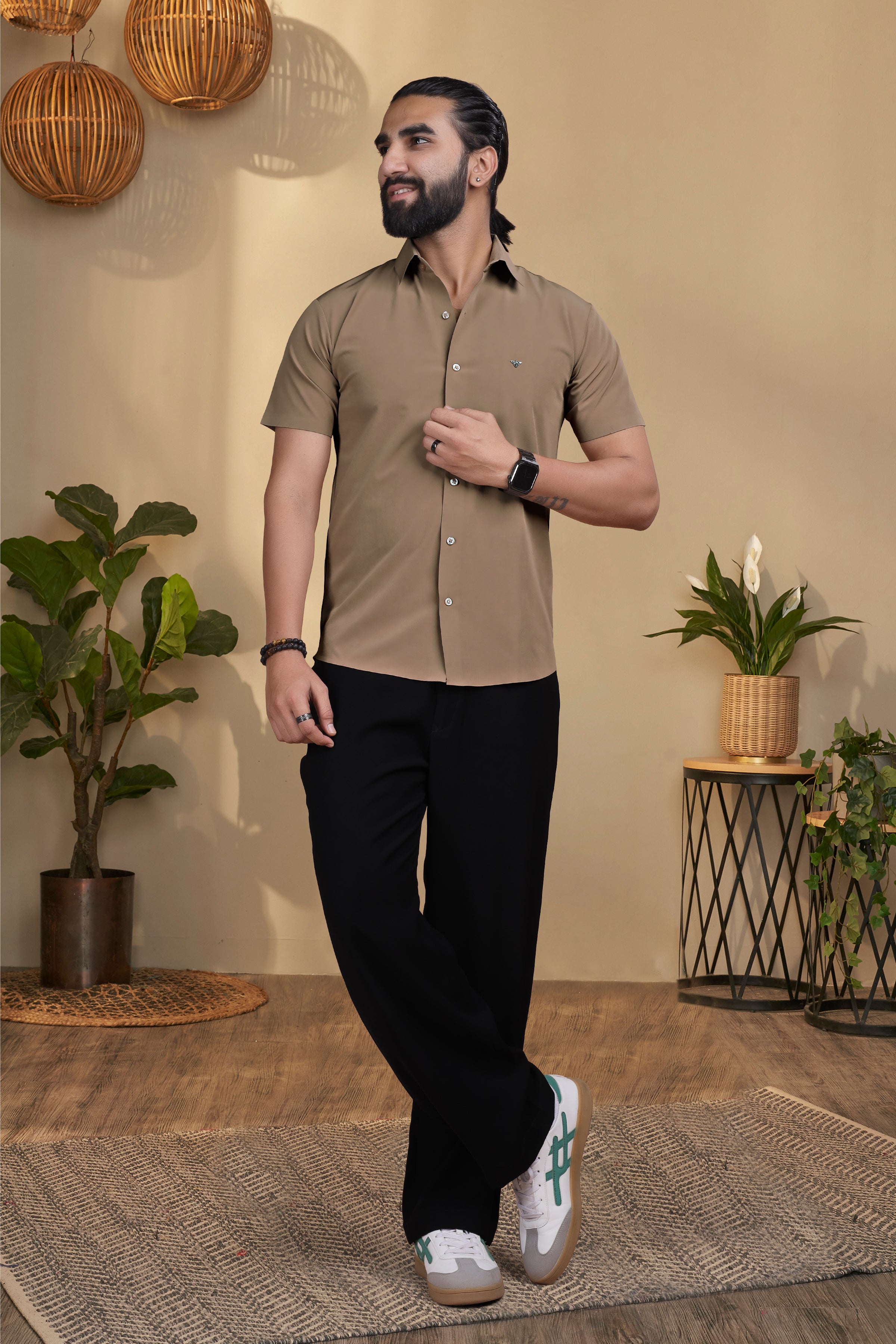 Nylon Brown Stichless Shirt