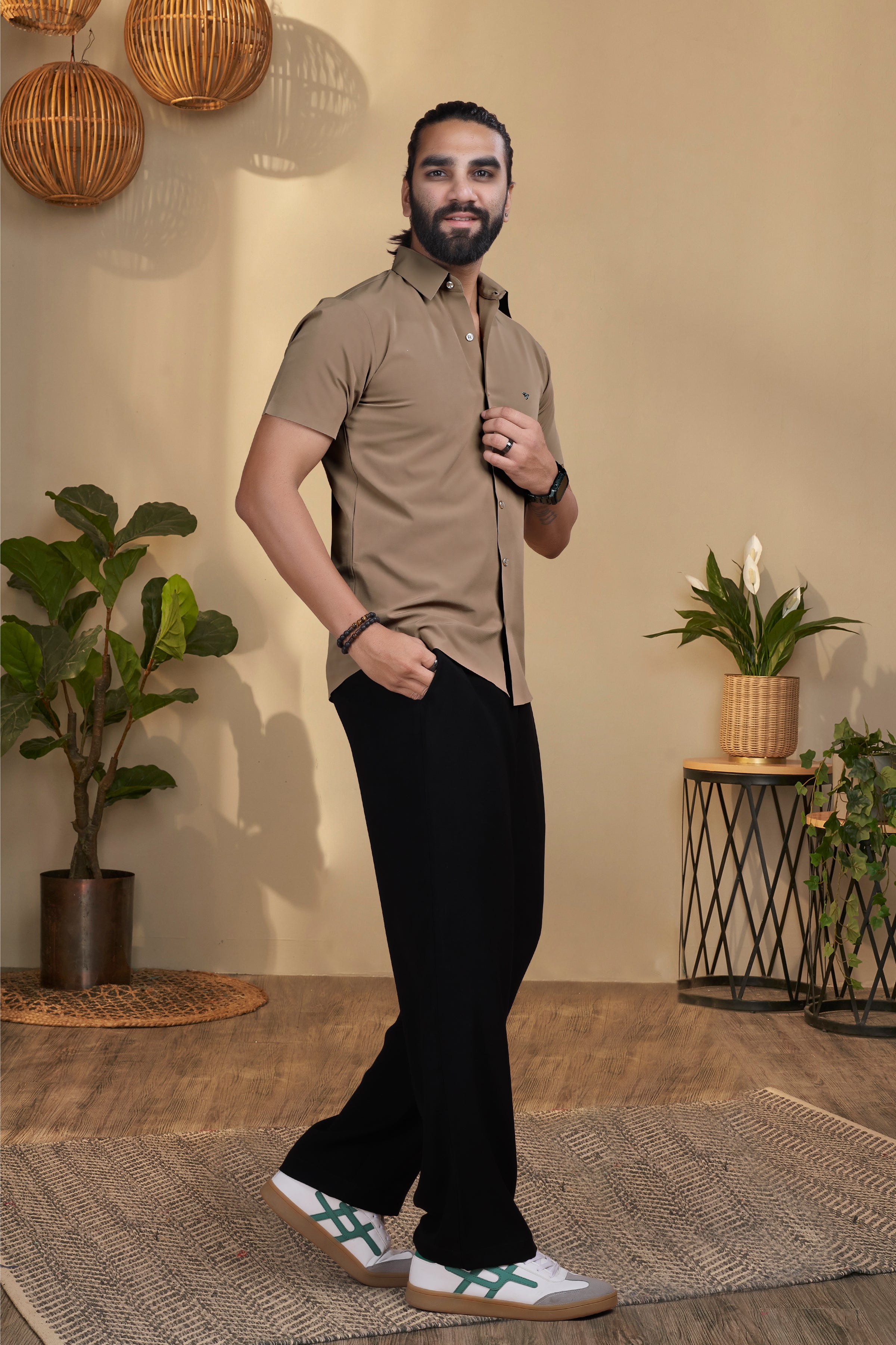 Nylon Brown Stichless Shirt