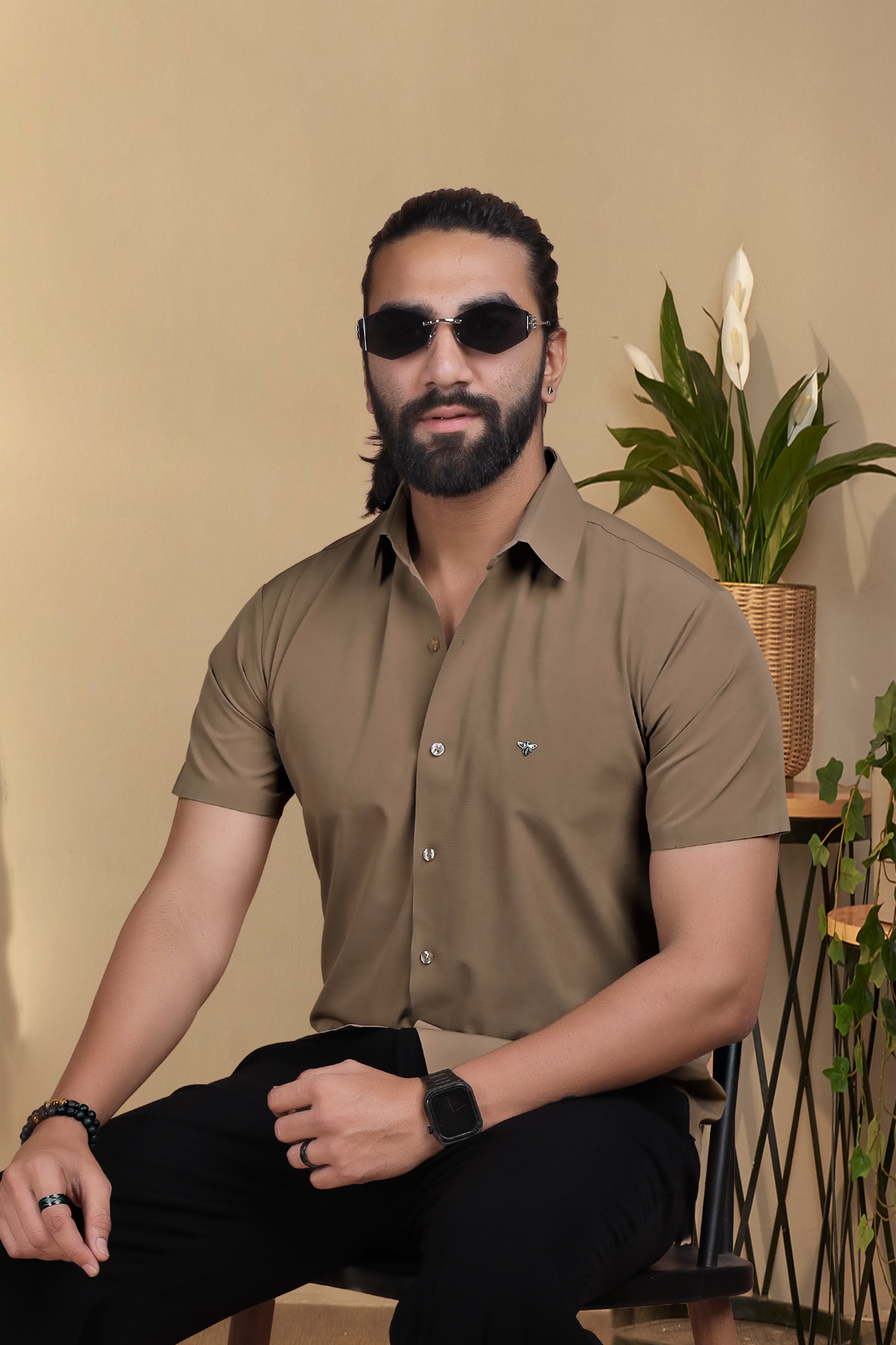 Nylon Brown Stichless Shirt