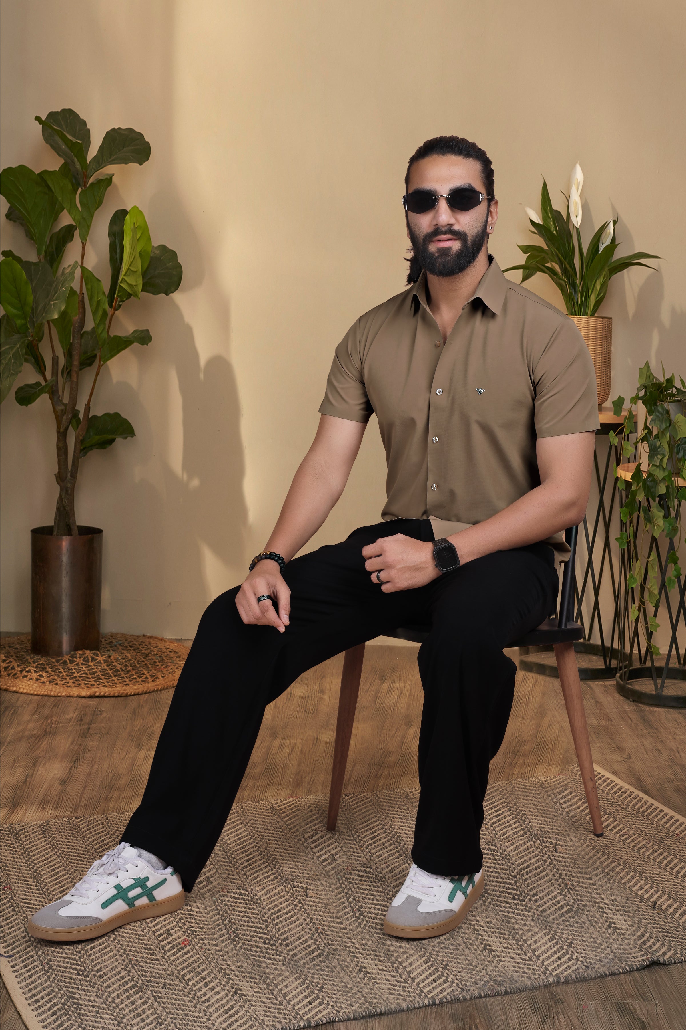 Nylon Brown Stichless Shirt