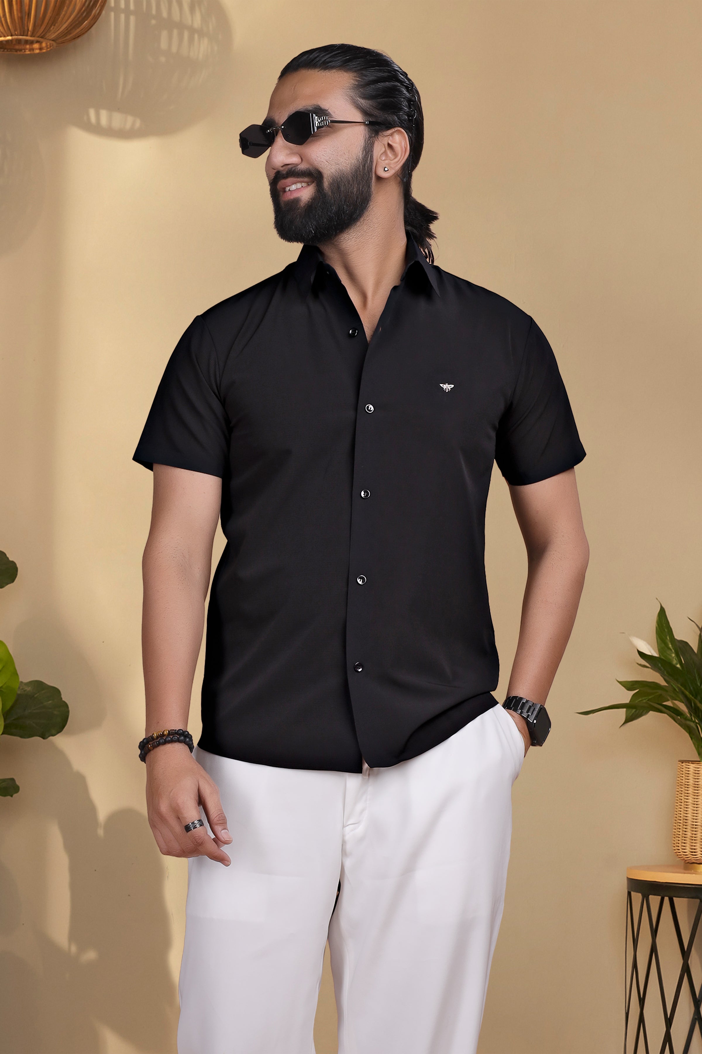 Nylon Black Stichless Shirt