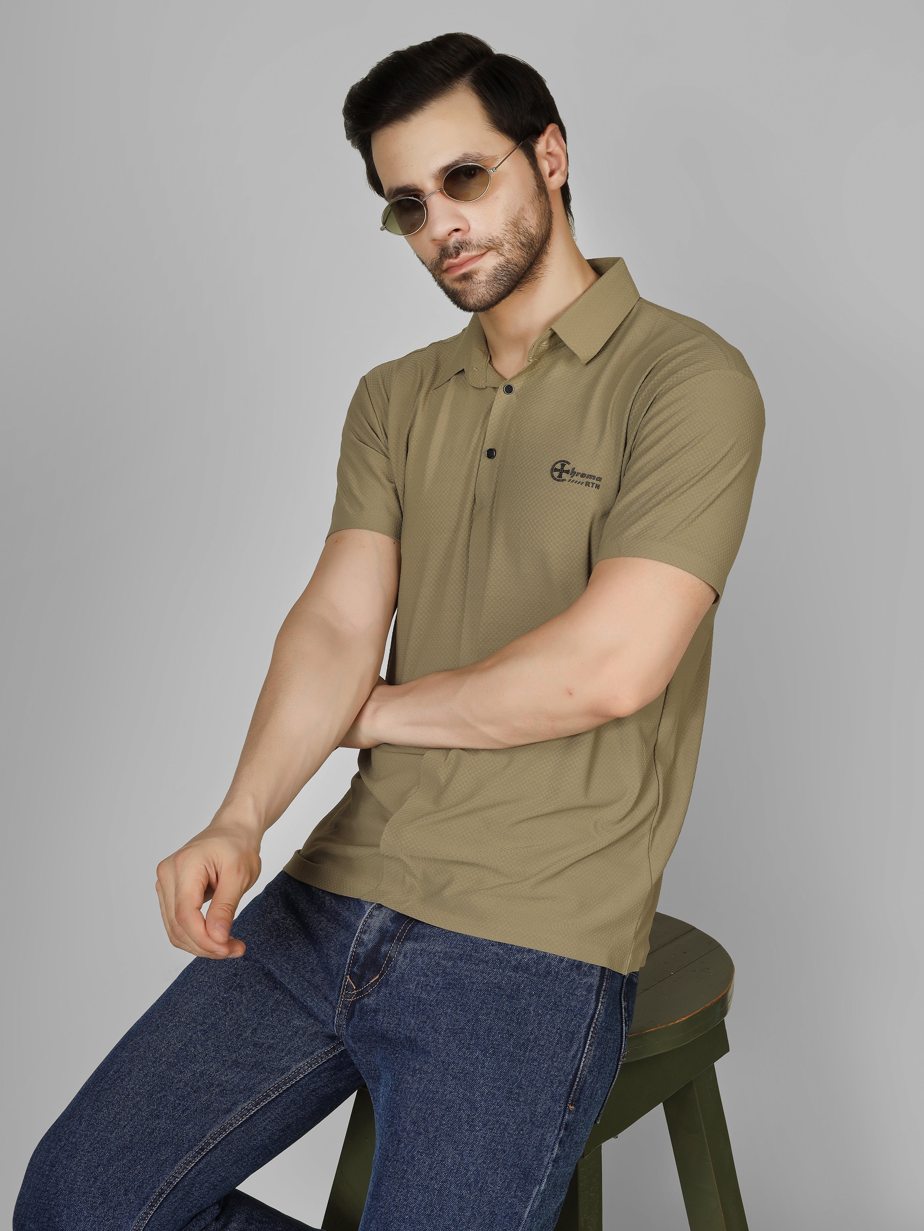 Beige Polo T-Shirt - Contemporary Fit
