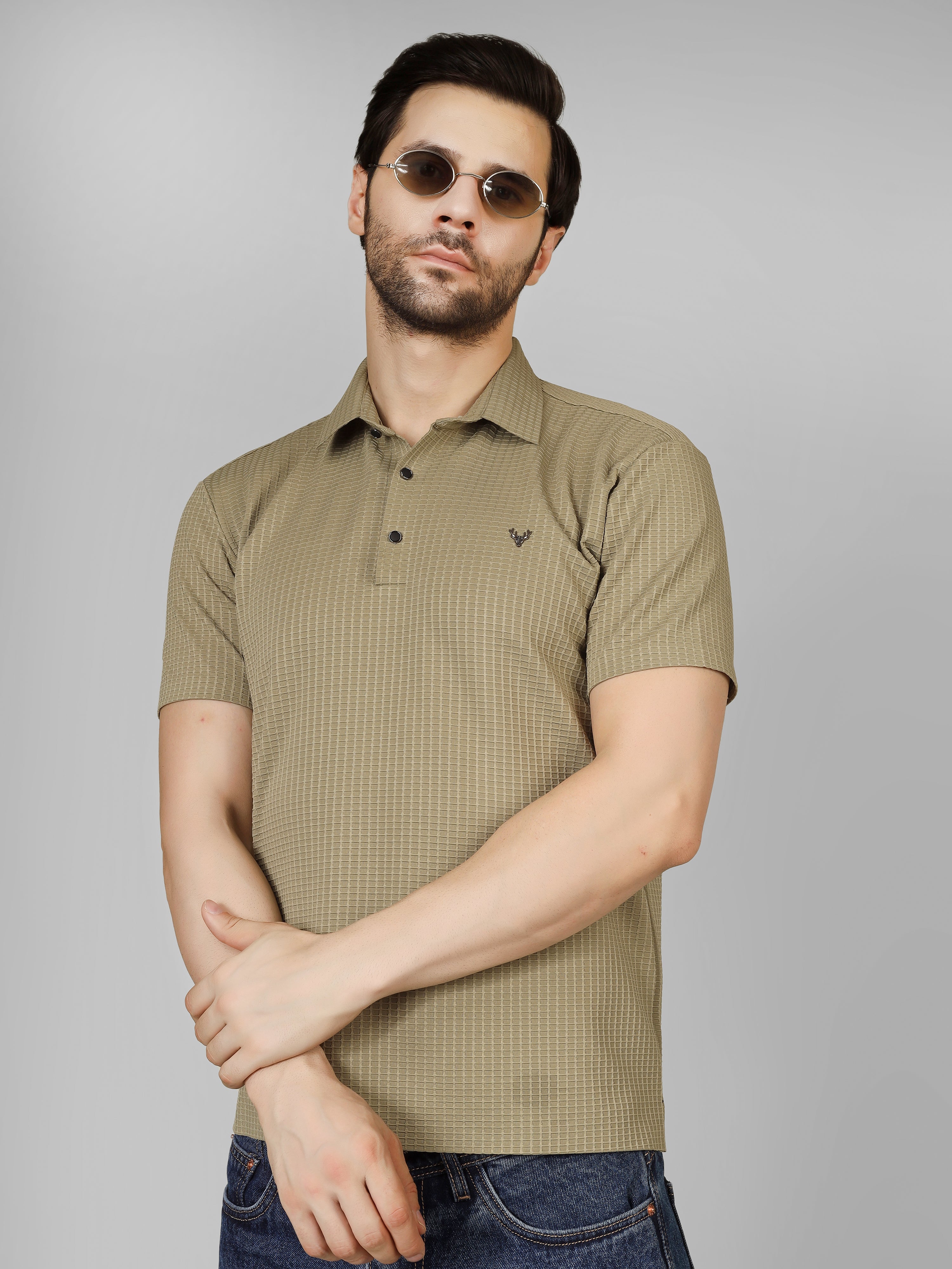 Beige Polo T-Shirt - Contemporary Fit