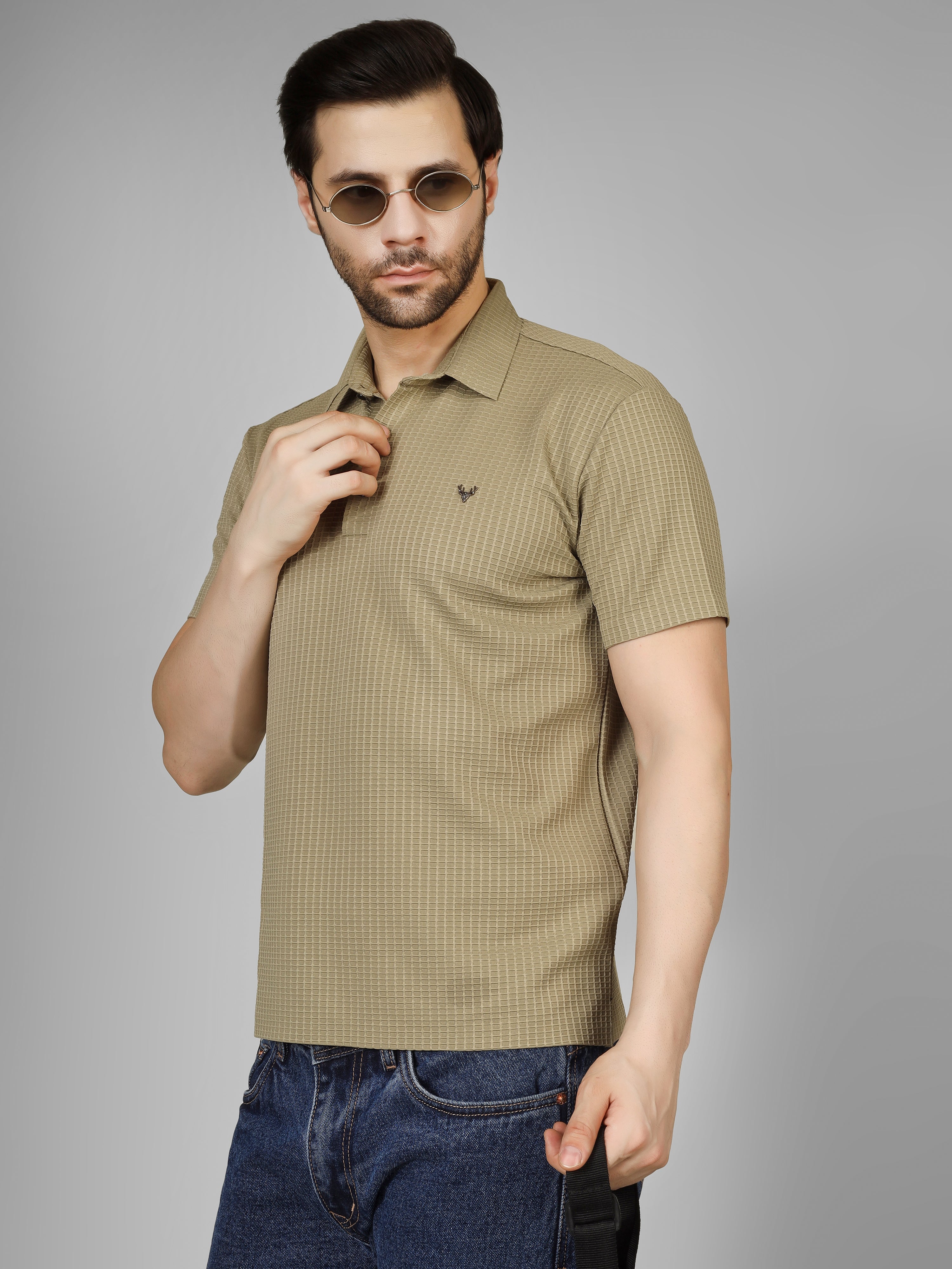 Beige Polo T-Shirt - Contemporary Fit
