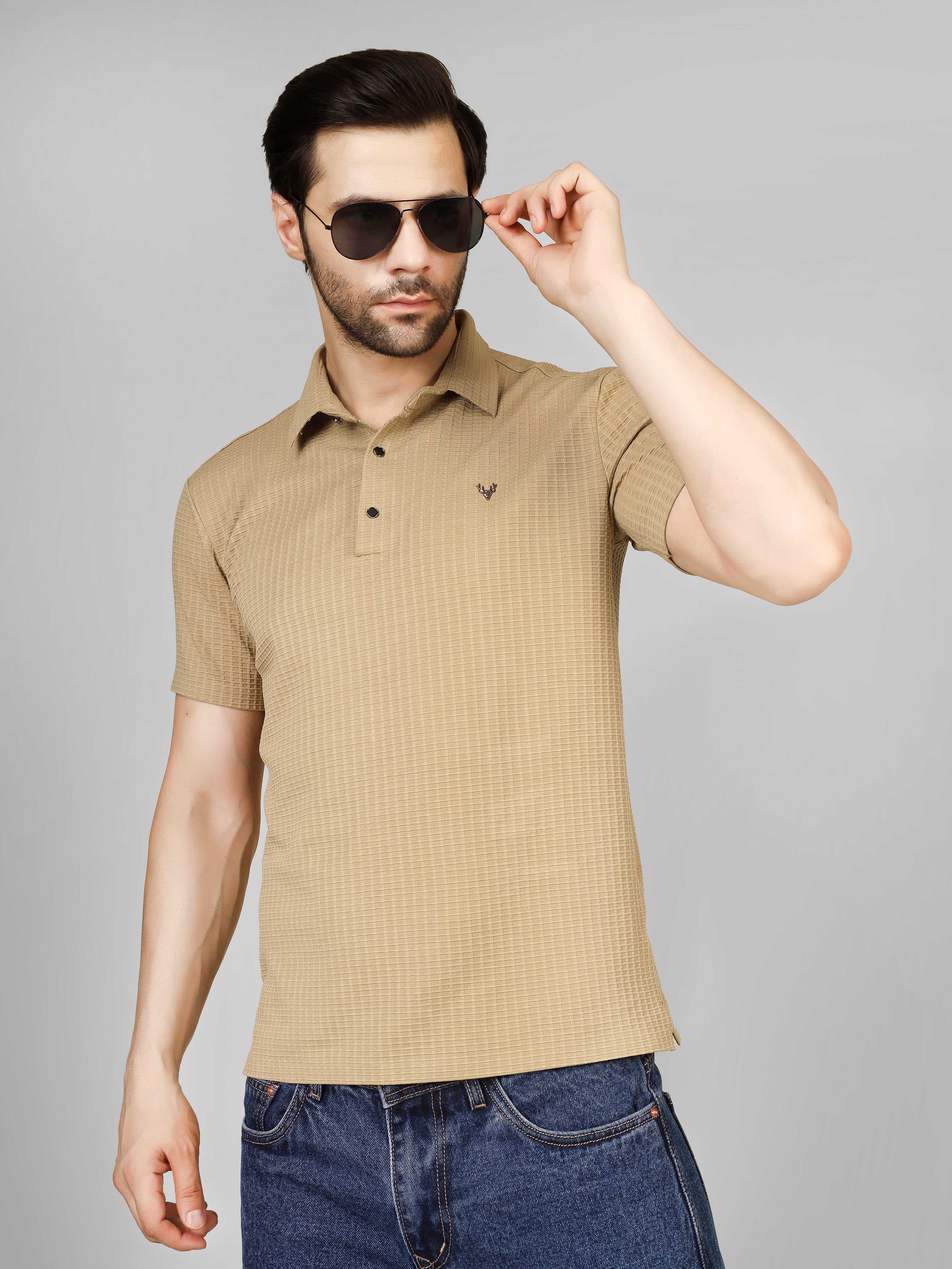 Sand Brown Polo T-Shirt - Contemporary Fit